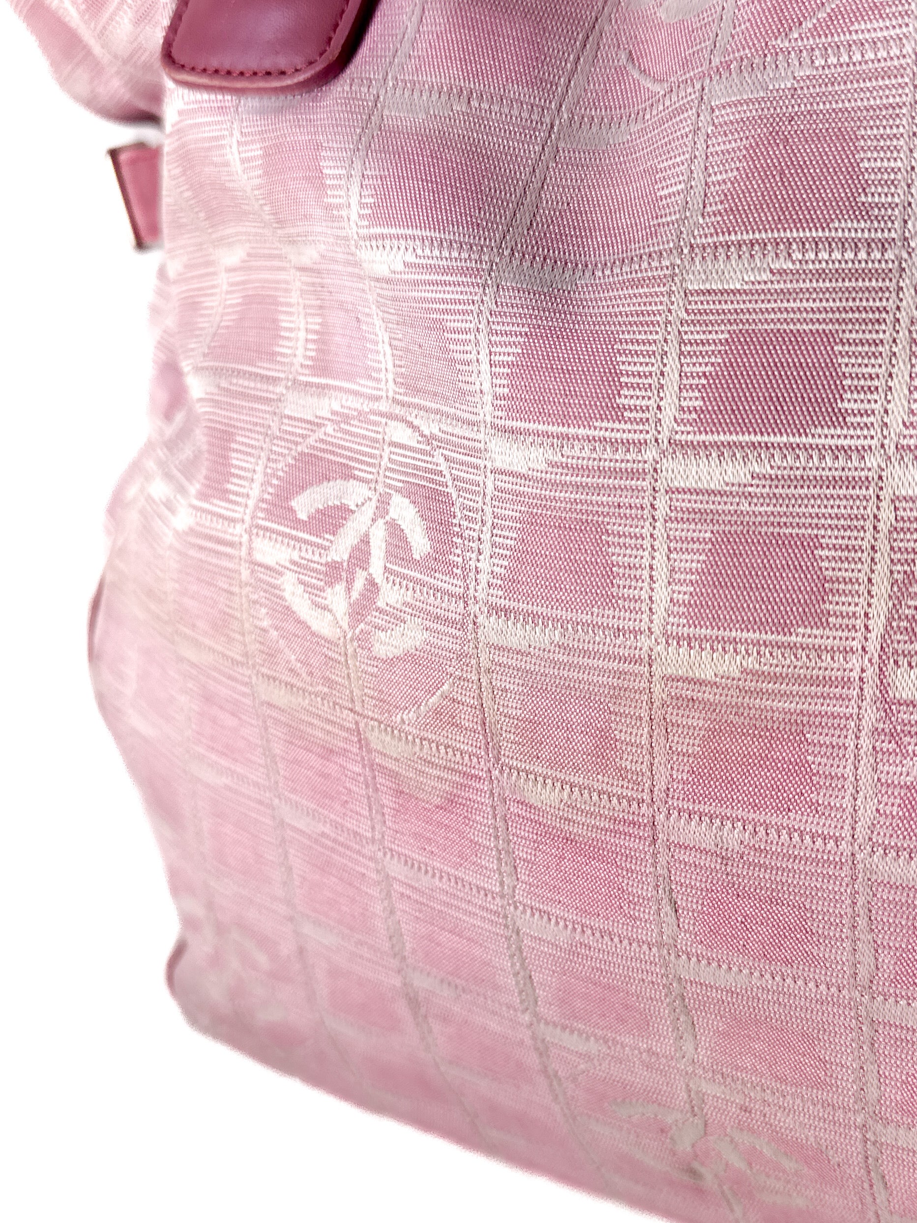 Chanel pink nylon travel line tote 6832897
