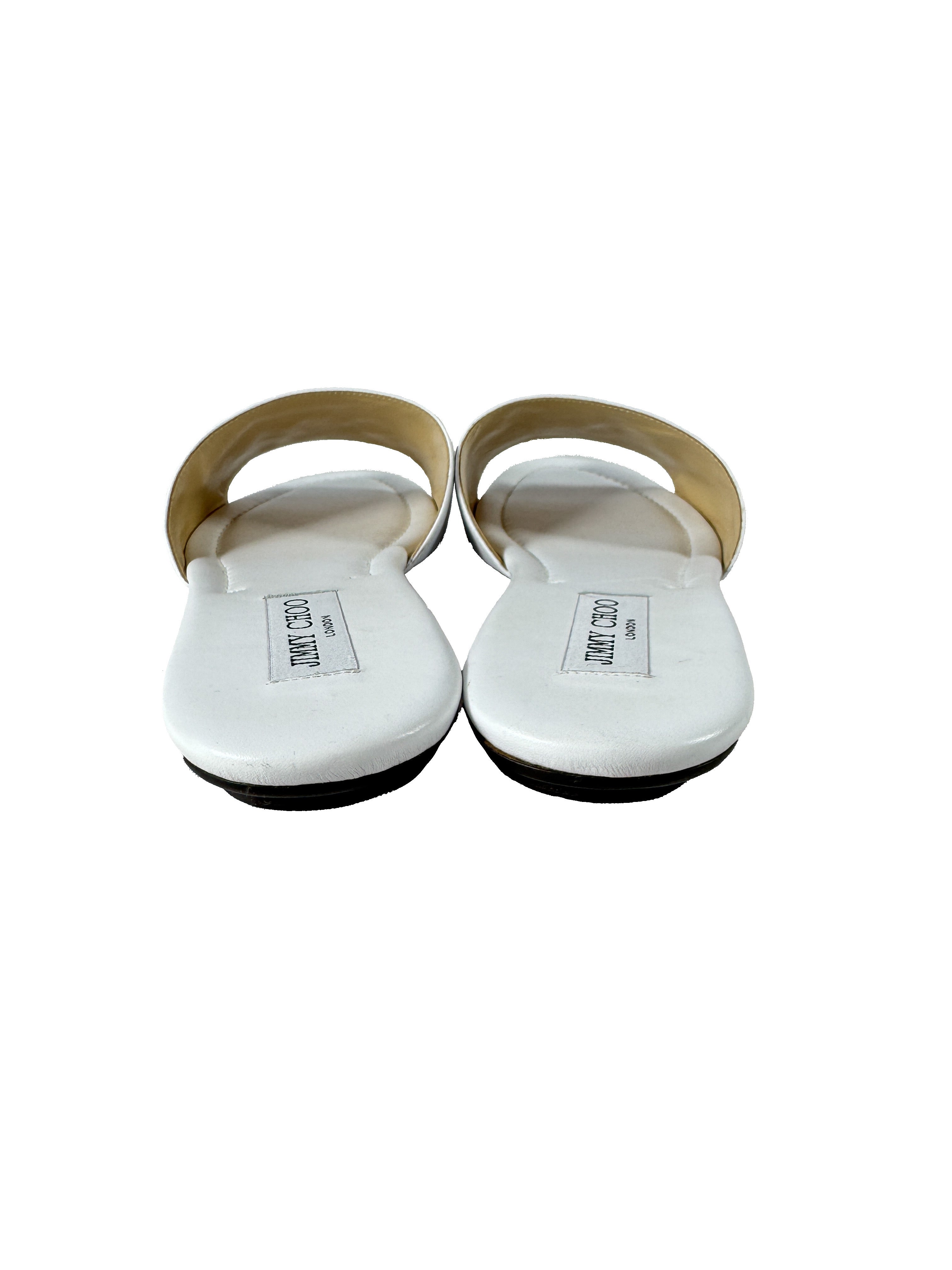 Jimmy Choo white leather slides size 40 NEW