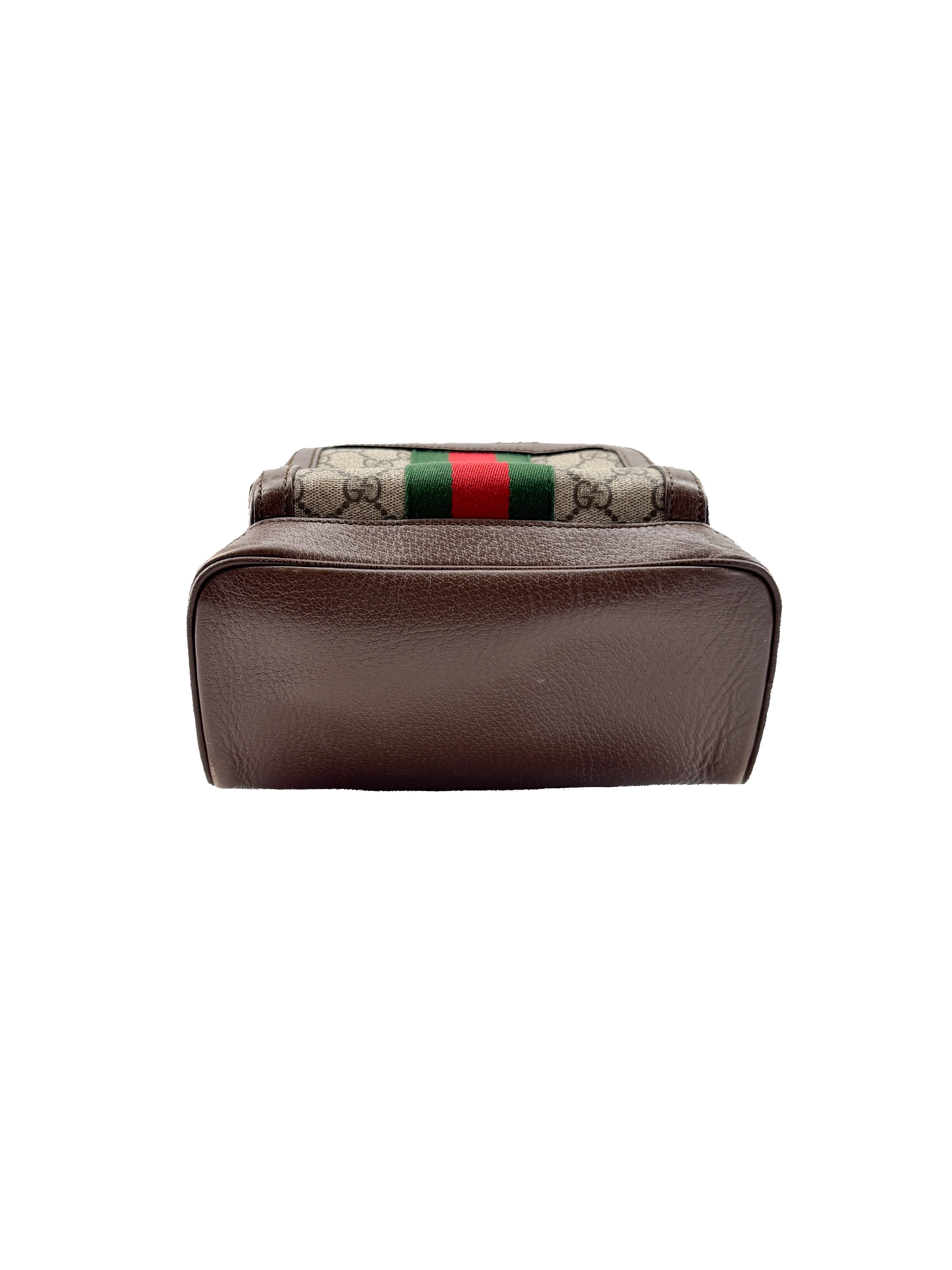 Gucci GG Supreme Monogram Calfskin Web Small Ophidia Day Backpack 547965 520981 - My Girlfriend's Wardrobe LLC