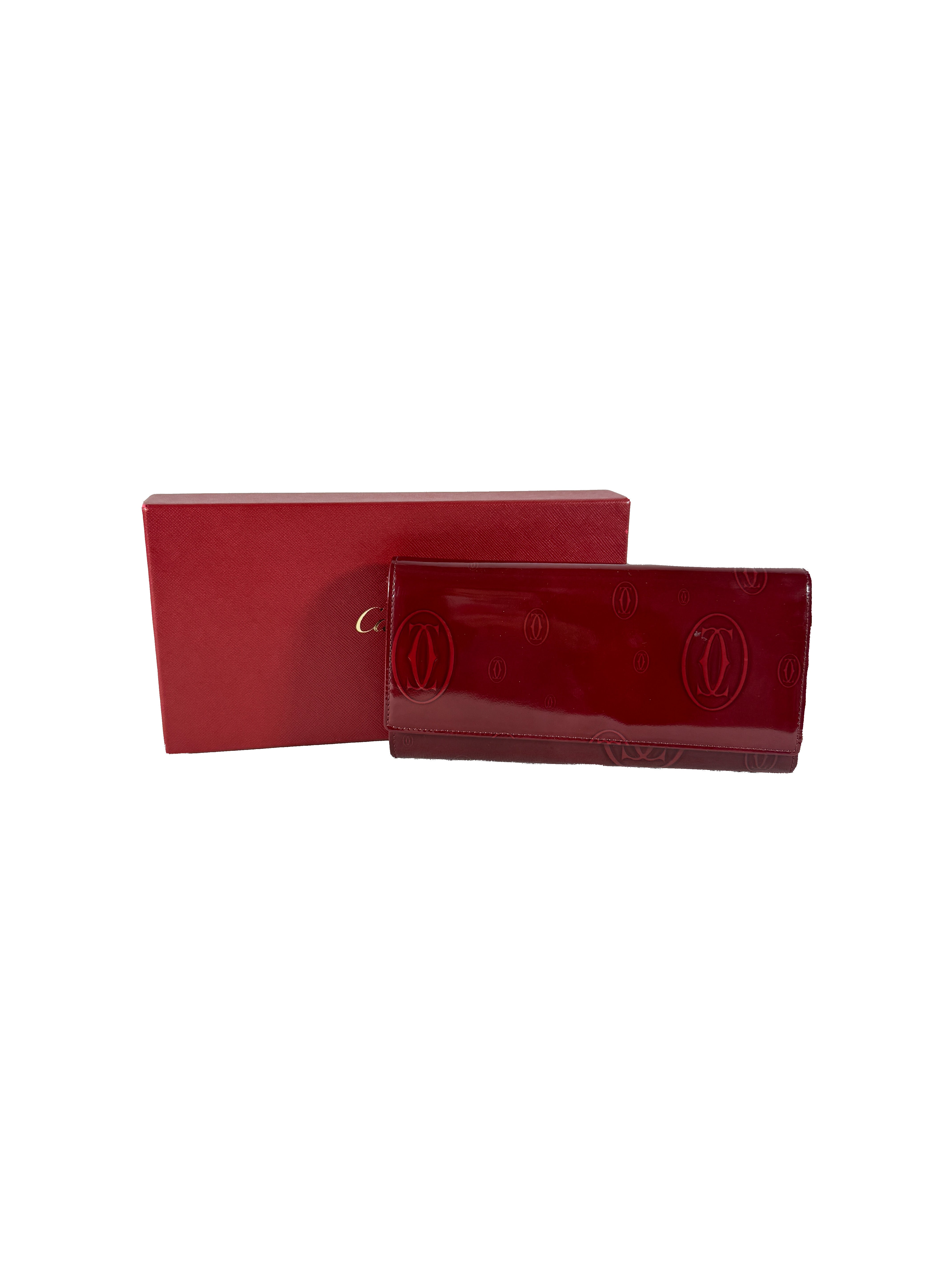 Cartier red patent leather Happy Birthday wallet FCWE
