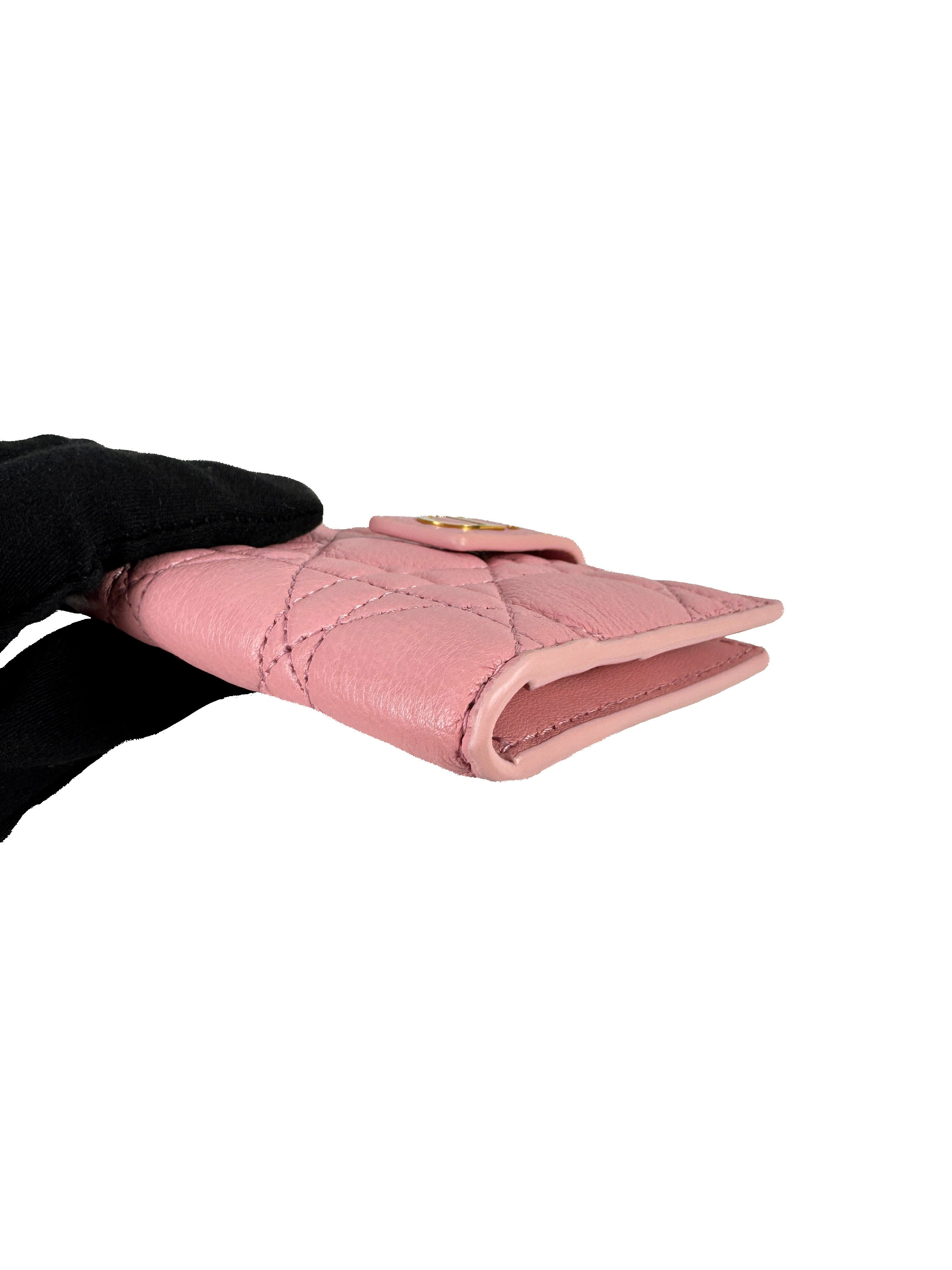Dior pink Caro Dandelion card holder 97-MA-9293
