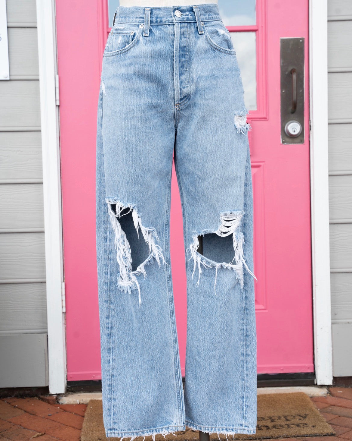 AGOLDE distressed button fly jeans size 2
