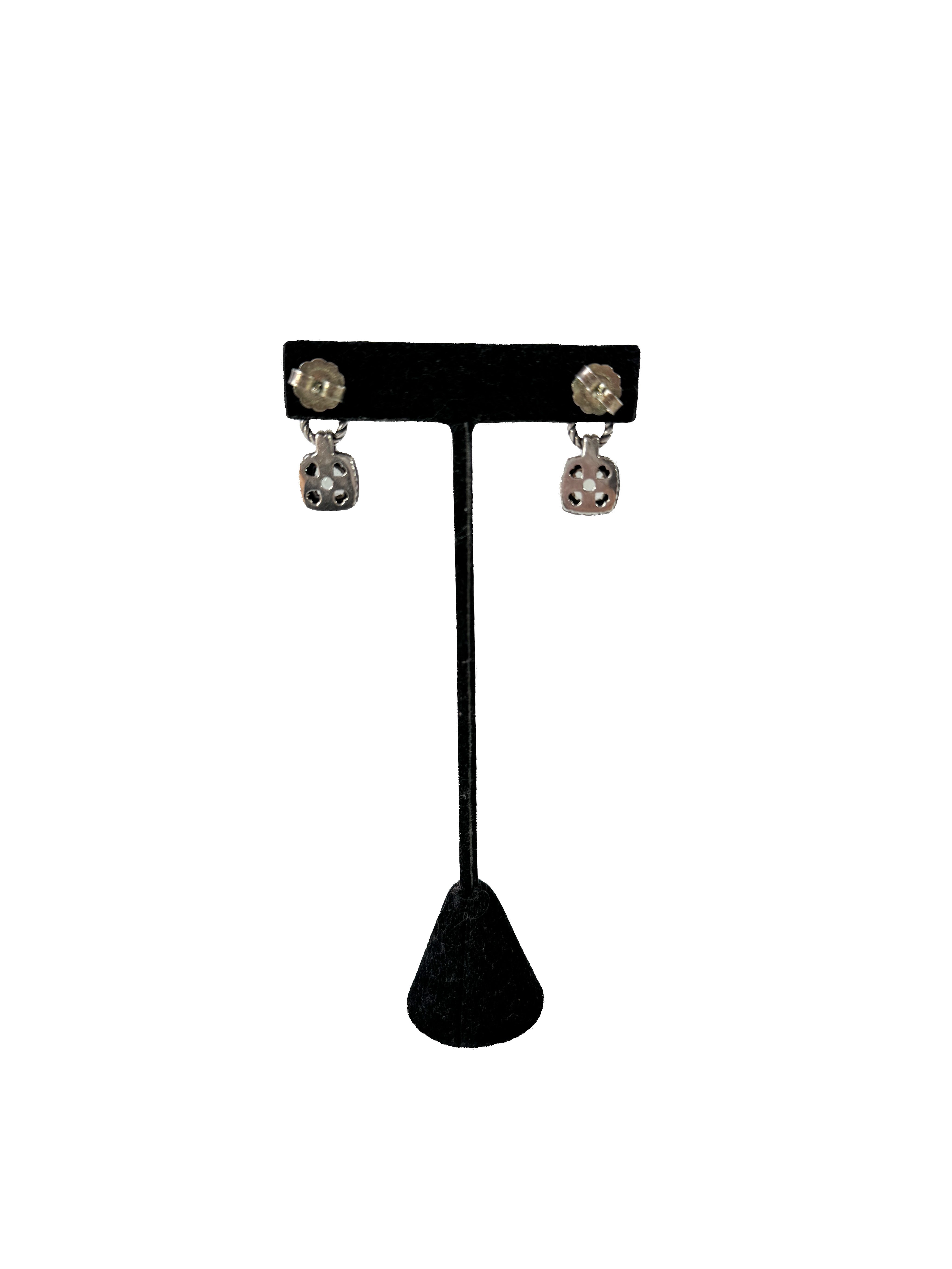 David Yurman sterling silver prasiolite, diamond Albion drop earrings