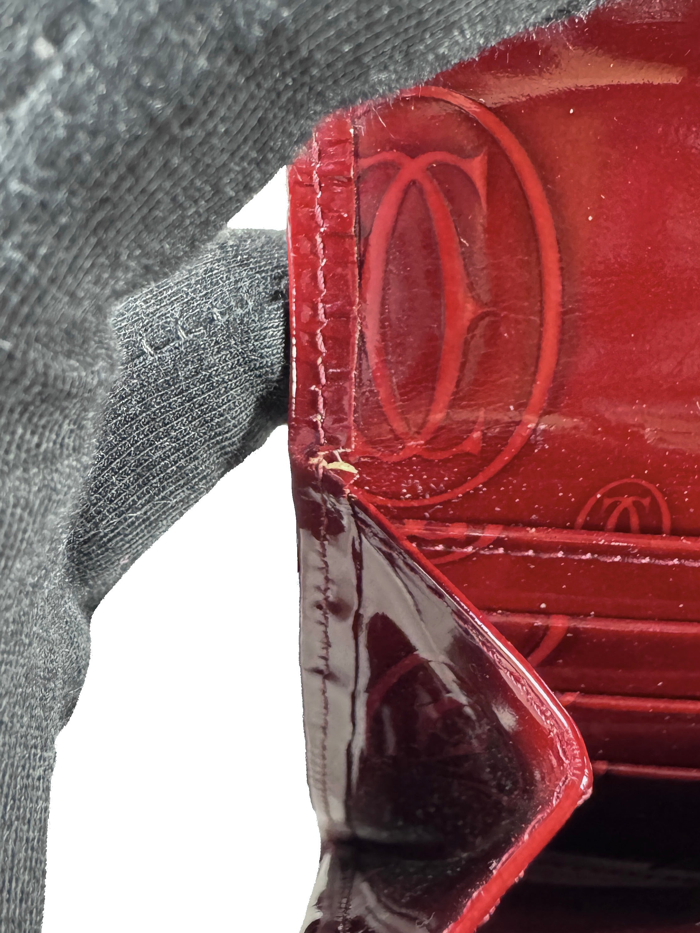 Cartier red patent leather Happy Birthday wallet FCWE