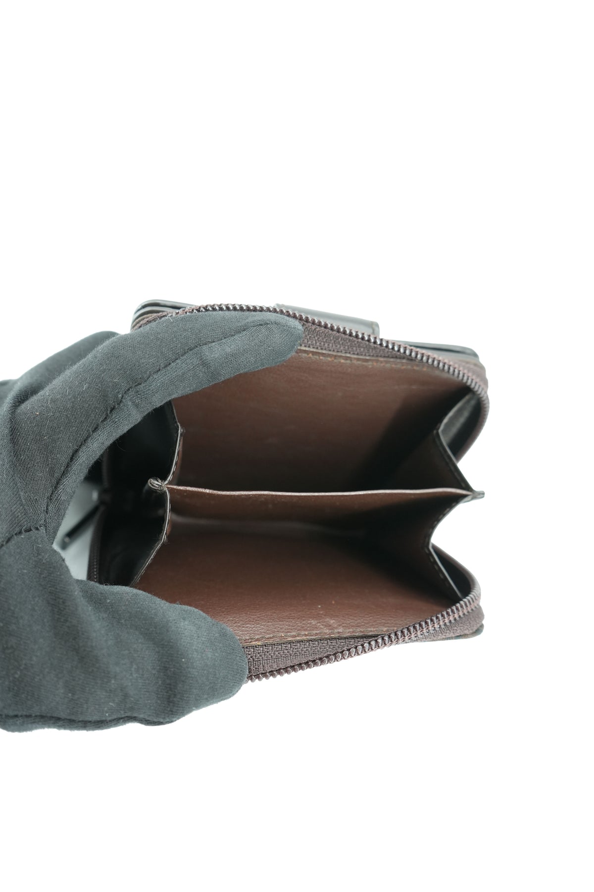 Gucci brown canvas leather GG compact wallet 035-0416-1991