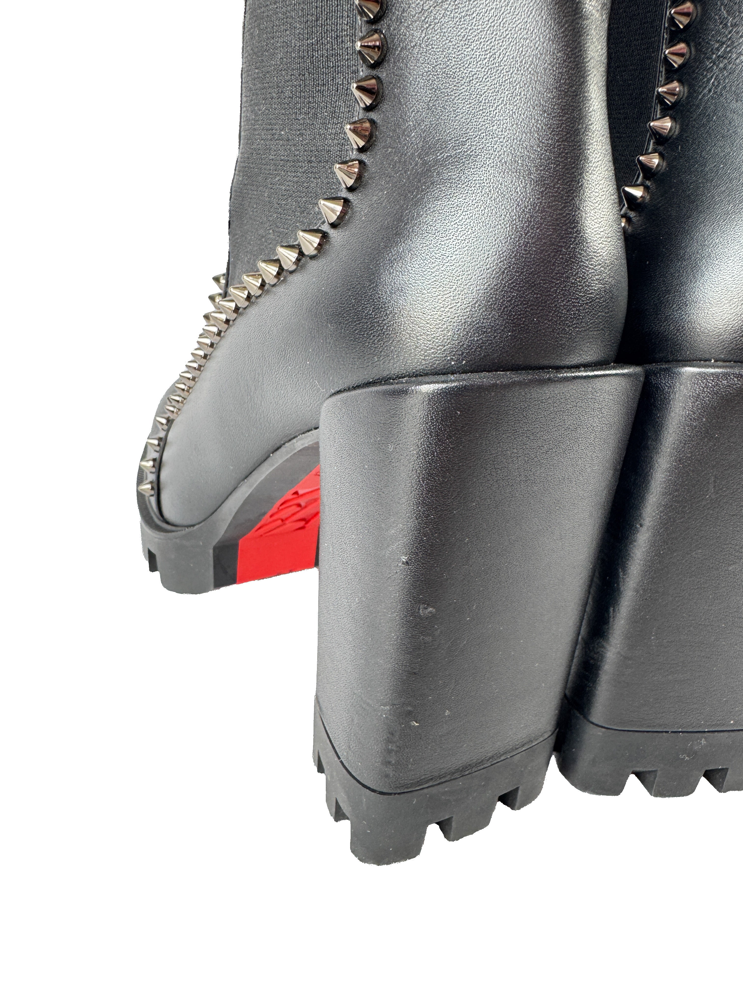 Christian Louboutin black out line spike lug 100 boots size 38.5 BOX