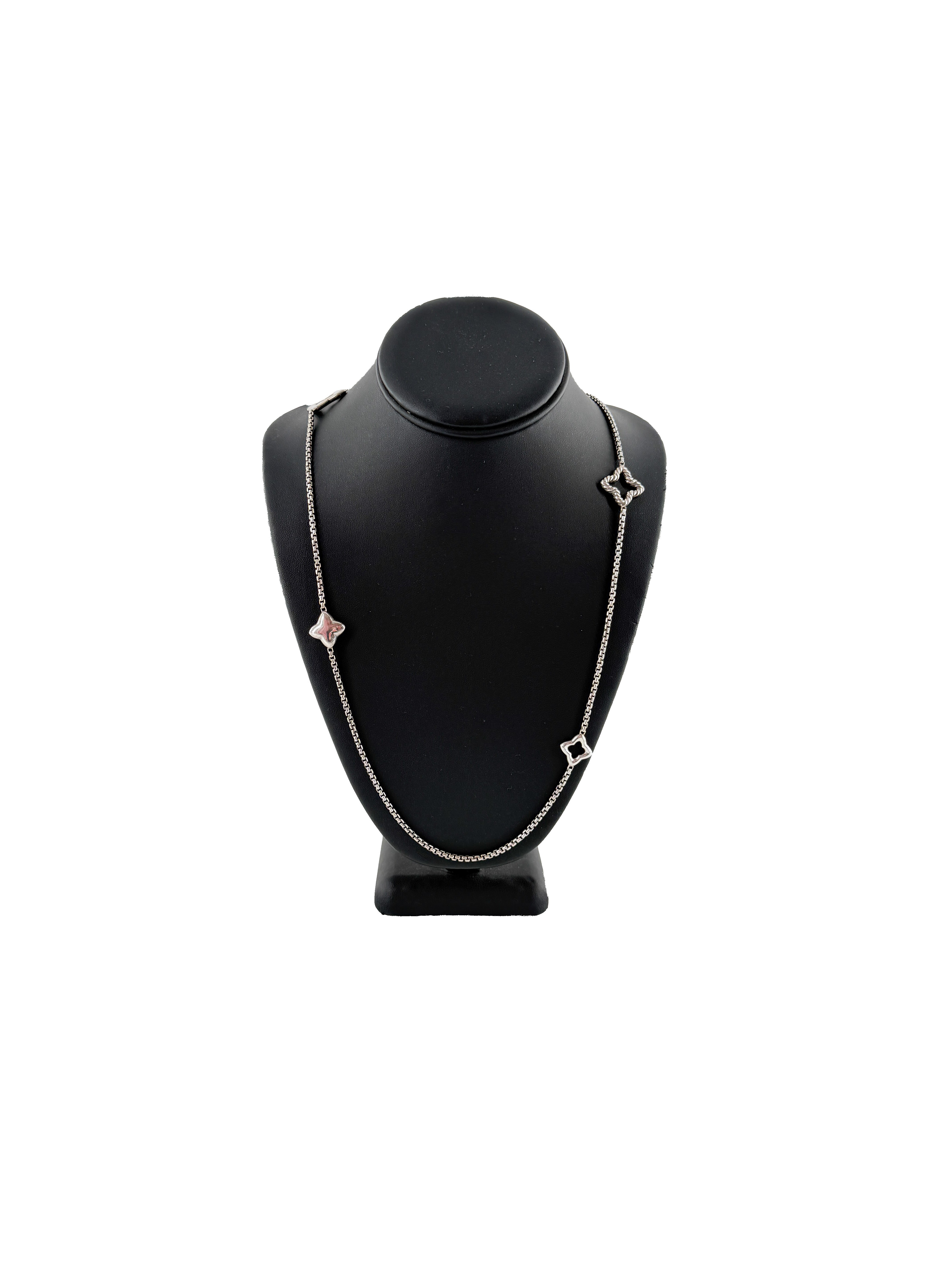David Yurman sterling silver 25mm Quatrefoil chain necklace