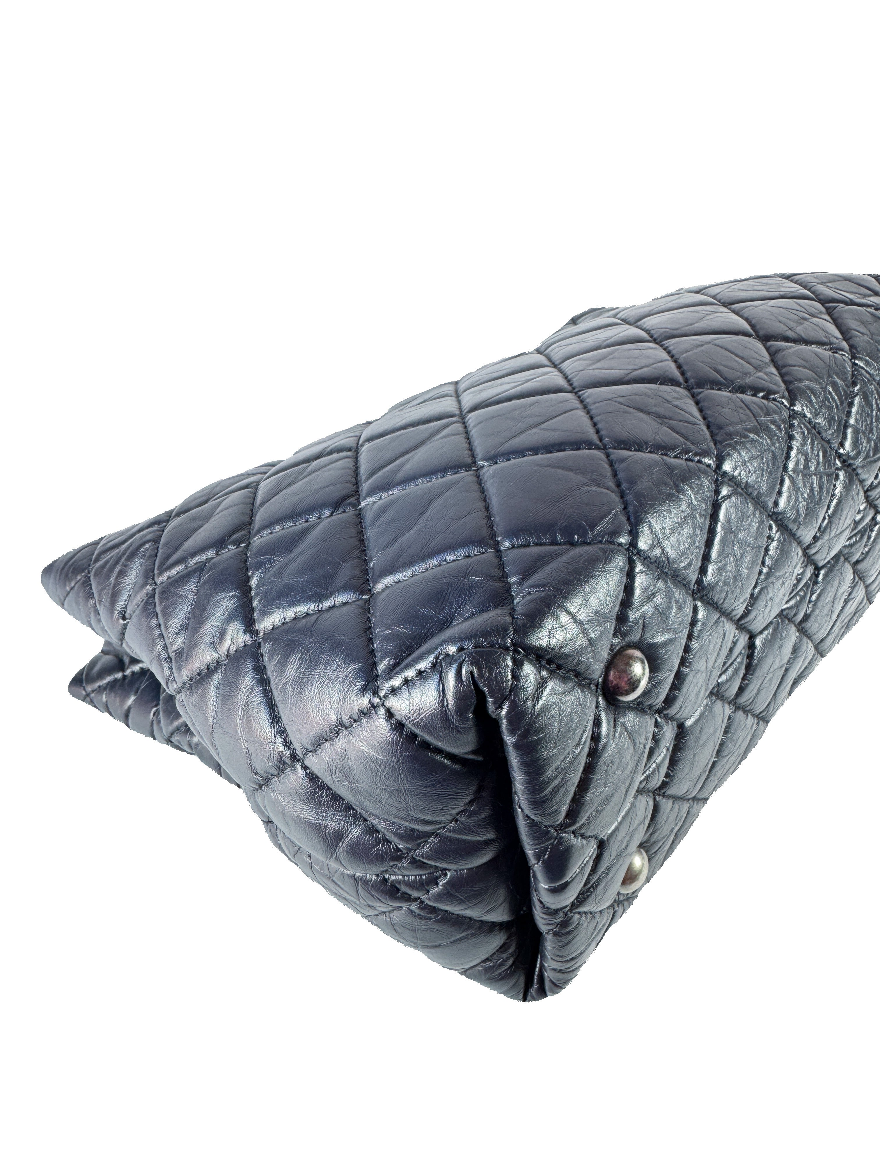 Chanel navy leather reissue quilted aged tote large 17177741