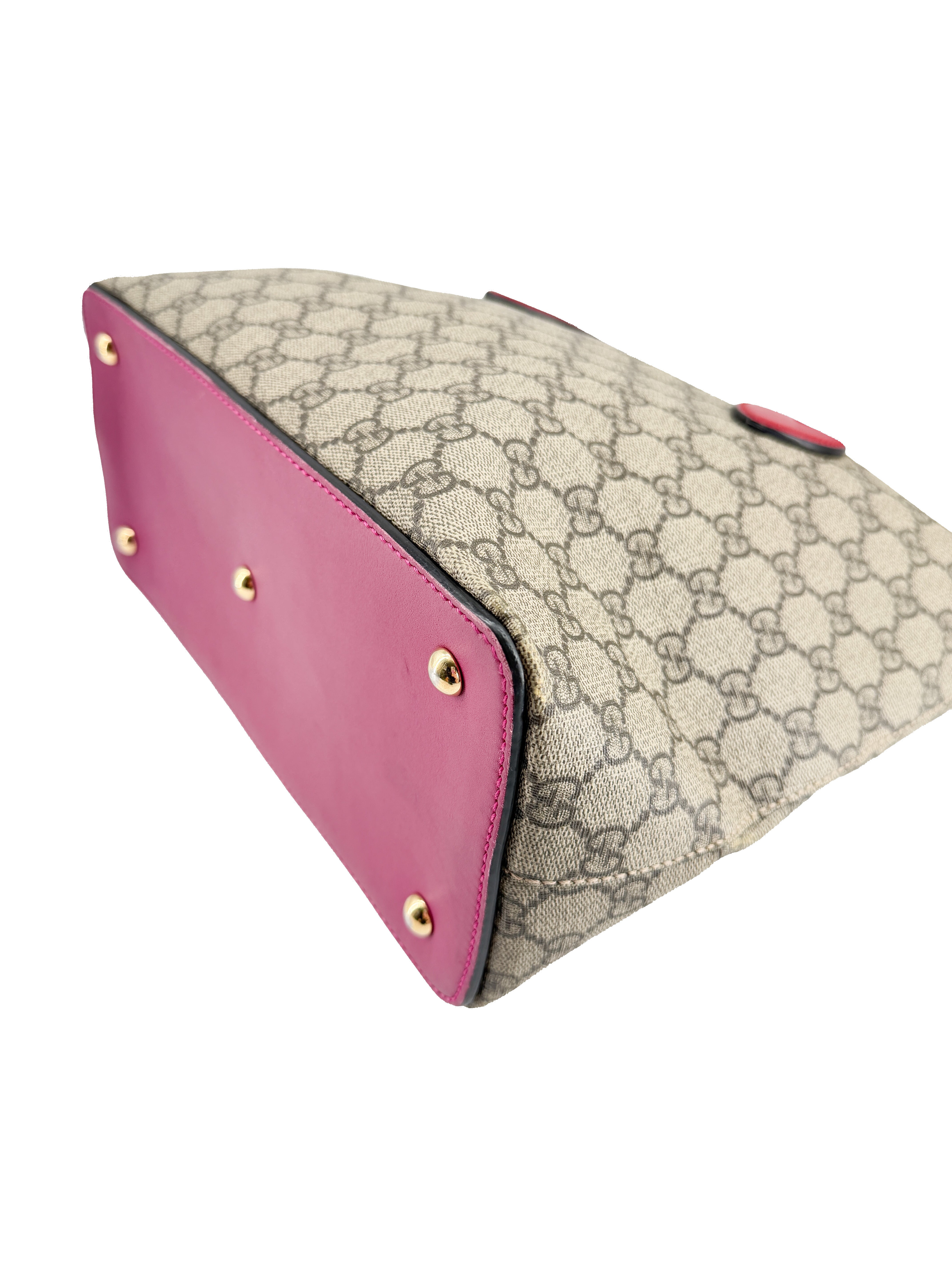 Gucci linea A foldover GG supreme tote pink/red 429147 498879