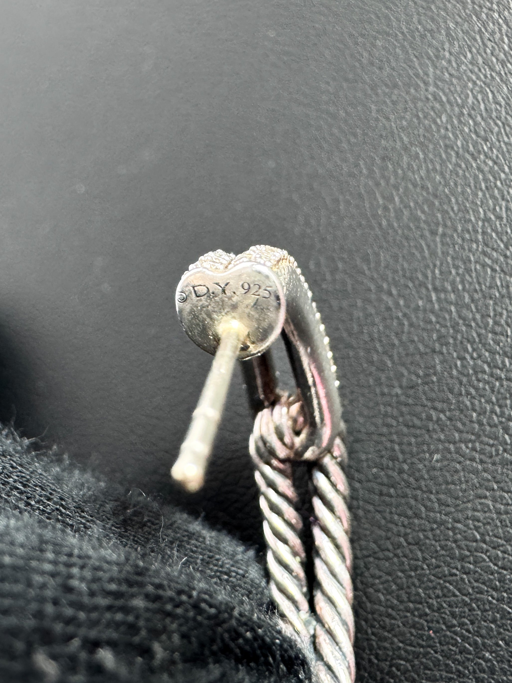 David Yurman sterling silver, diamonds Labyrinth crossover hoop earring