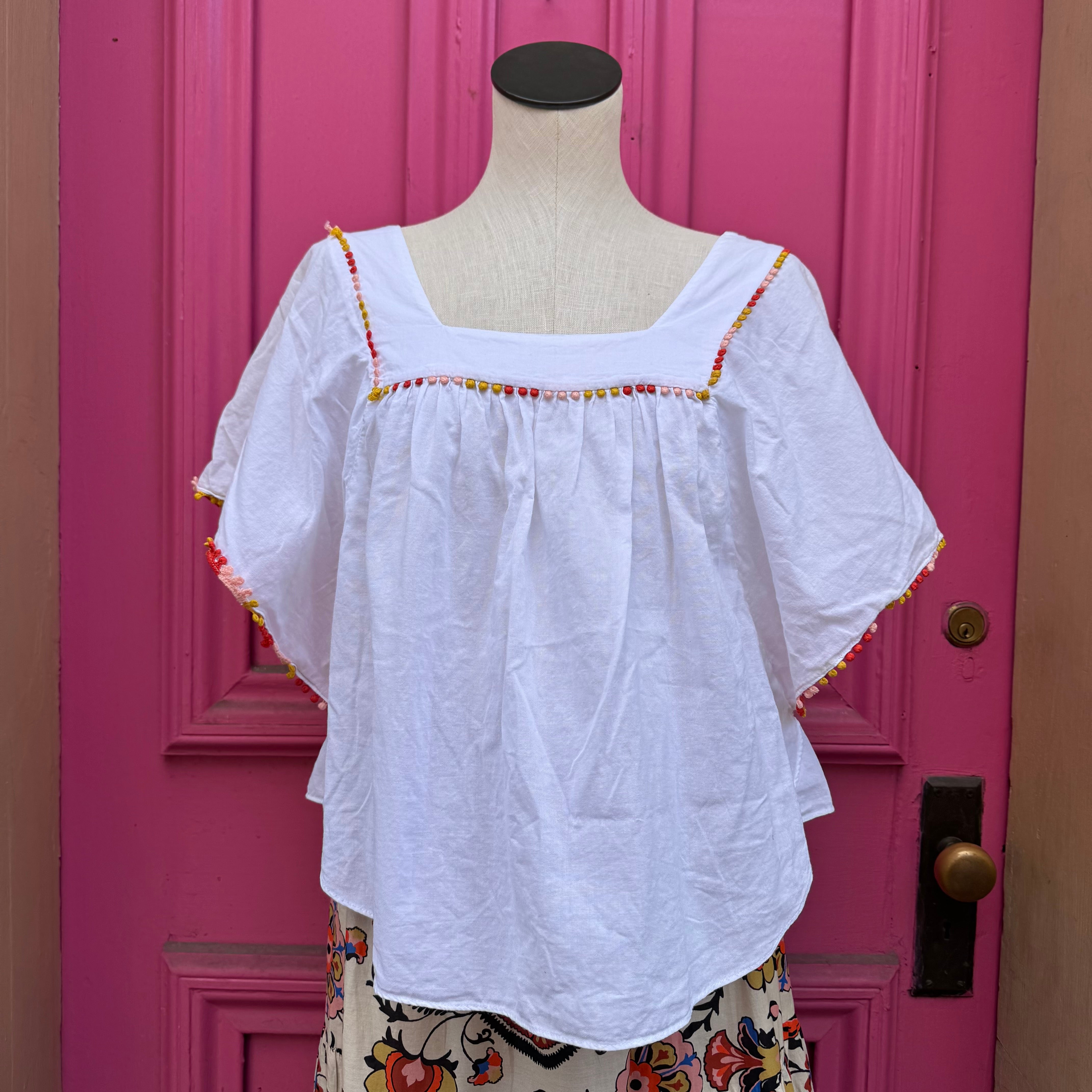 Madewell white embellished short sleeve top size M