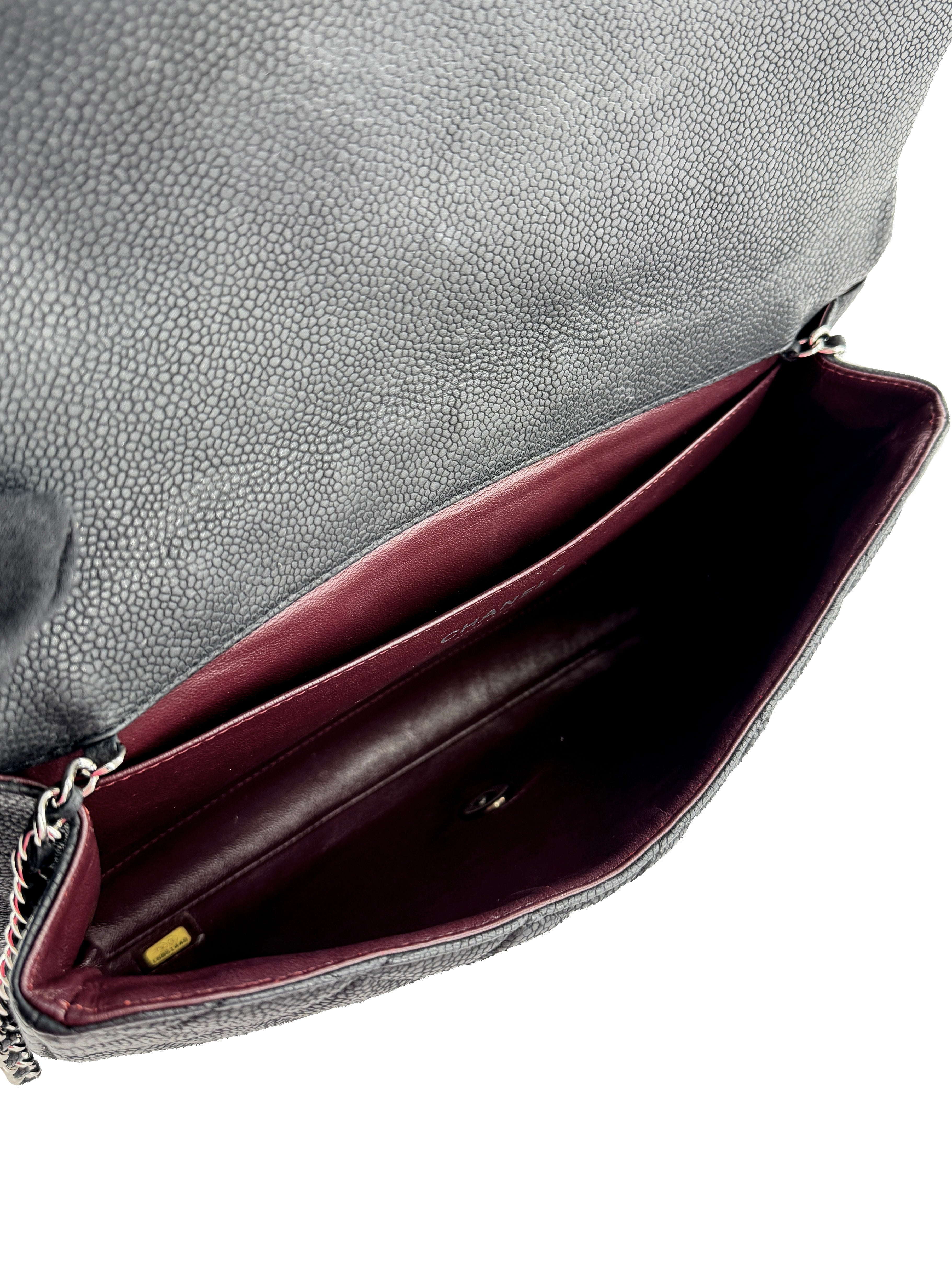 Chanel black caviar leather flap clutch w/chain 15951449