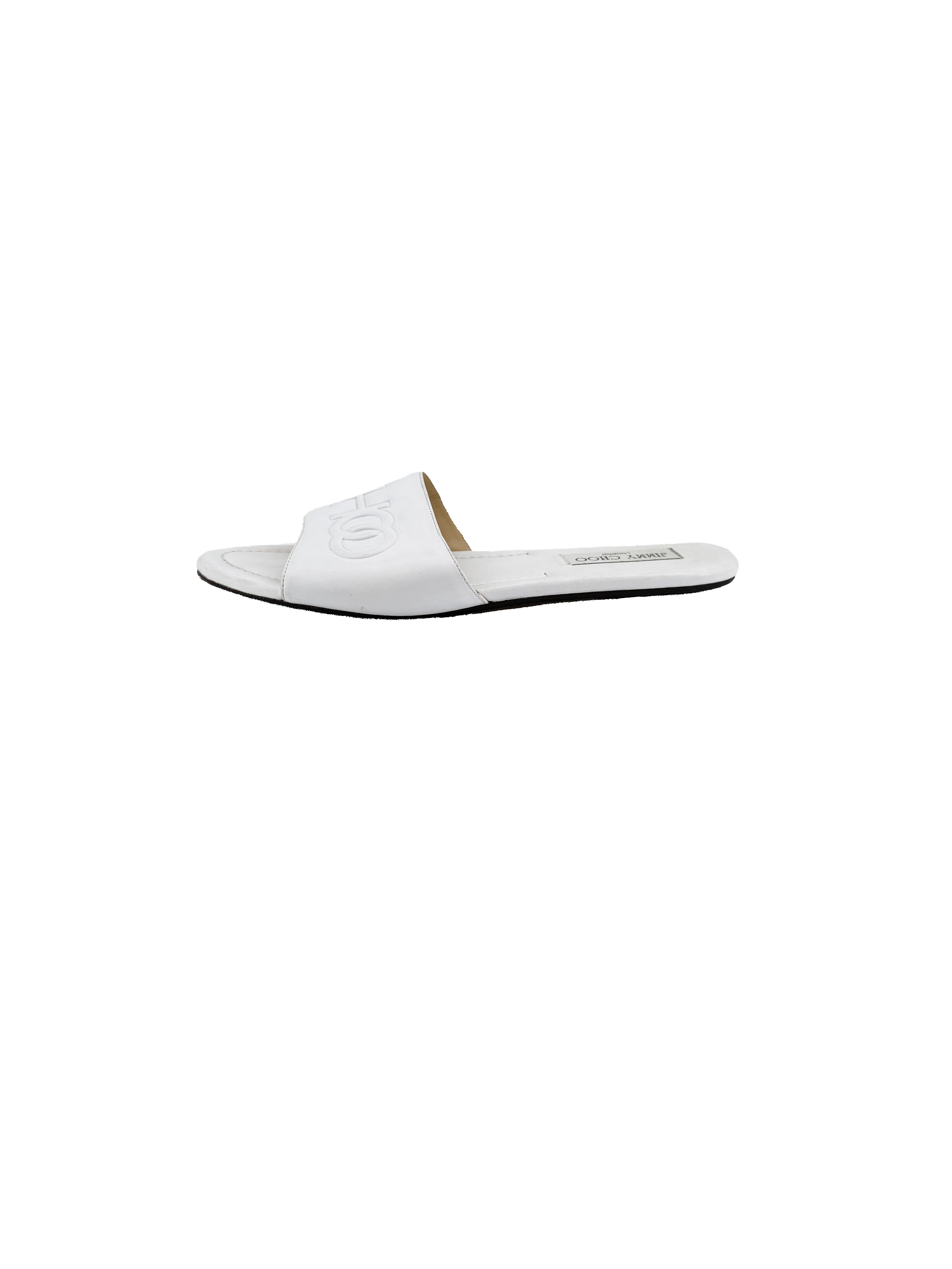 Jimmy Choo white leather slides size 40