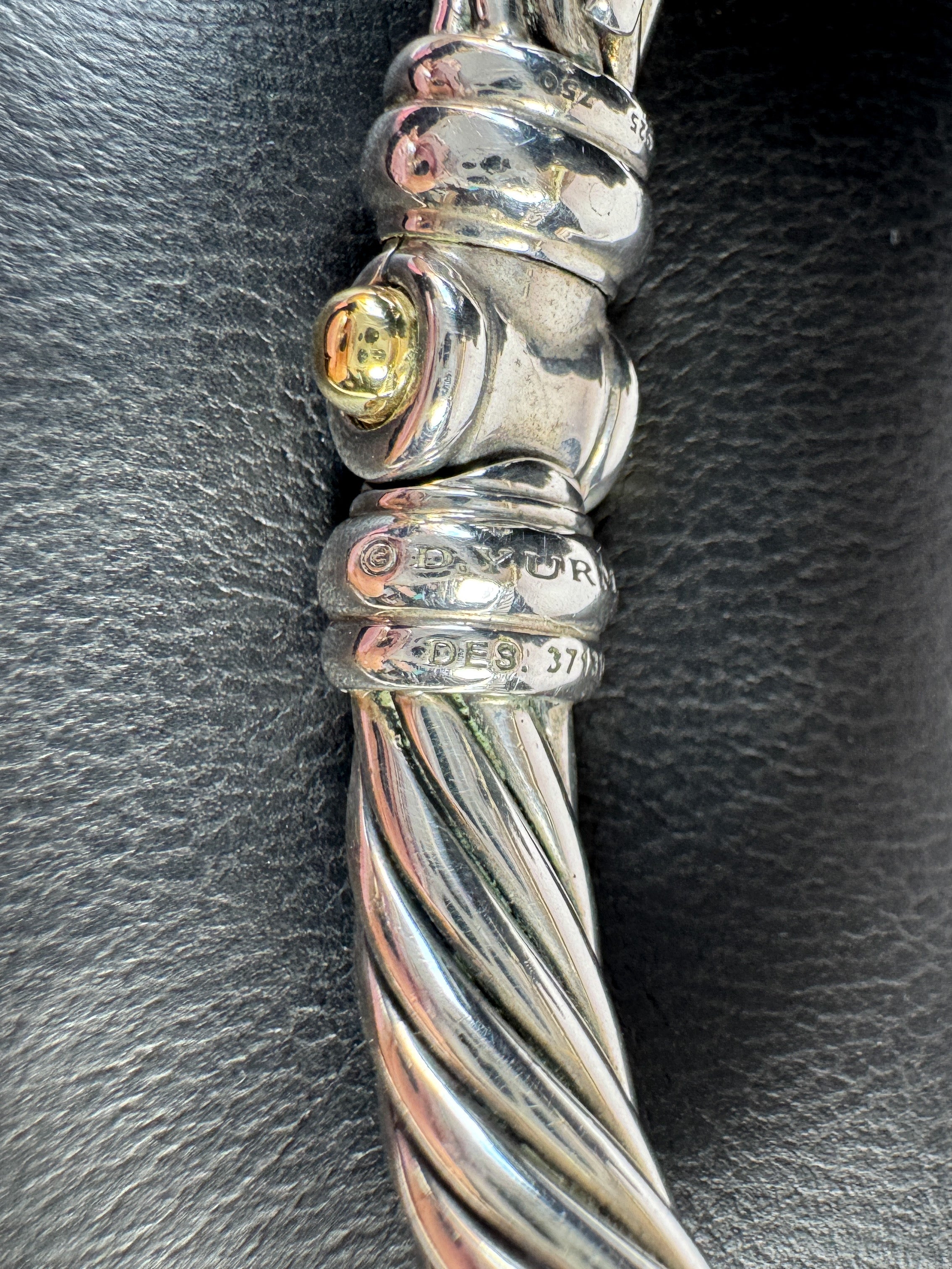 David Yurman sterling silver 14k gold Metro 7MM cable bracelet