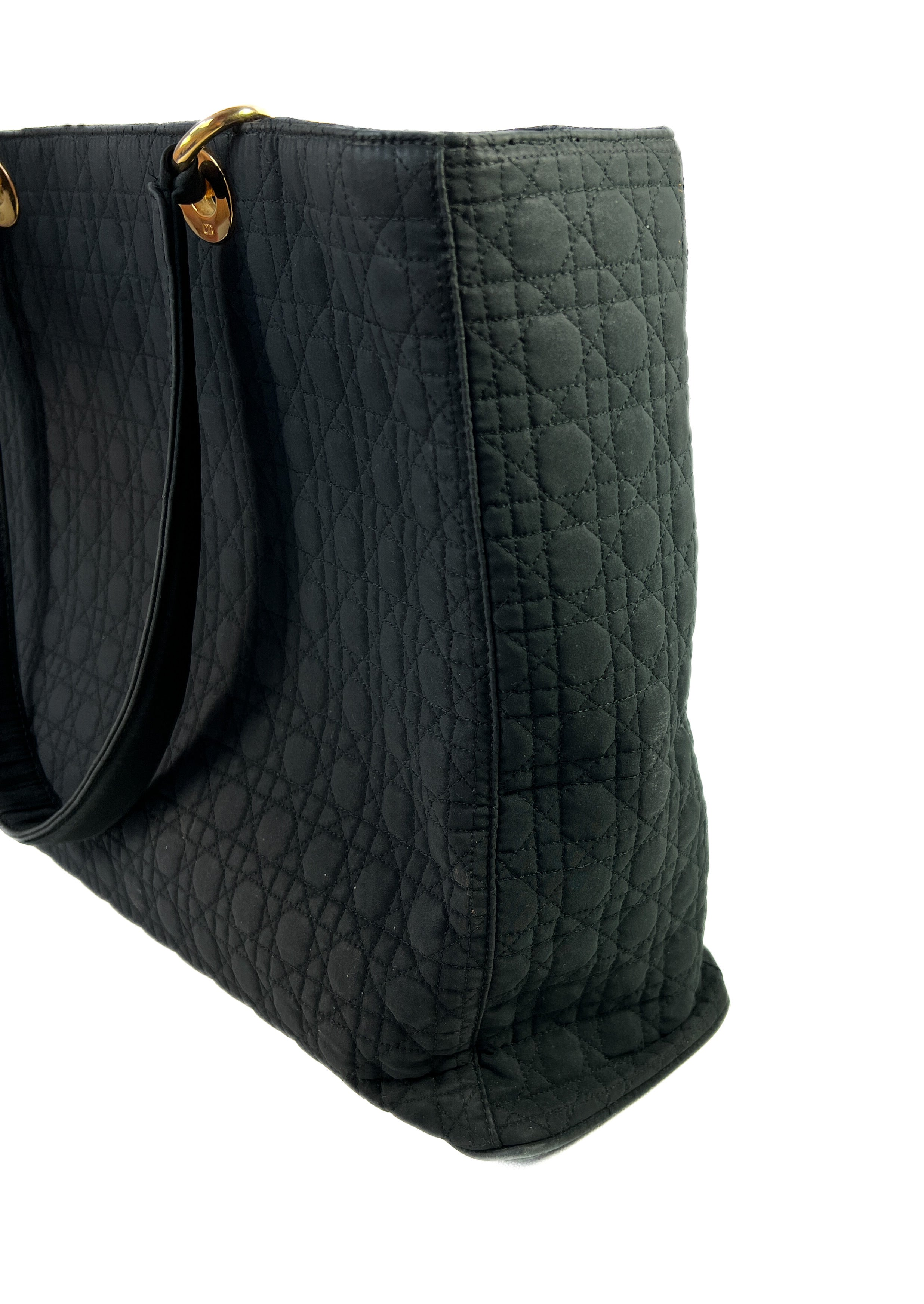 Christian Dior black cloth Lady Dior vintage tote