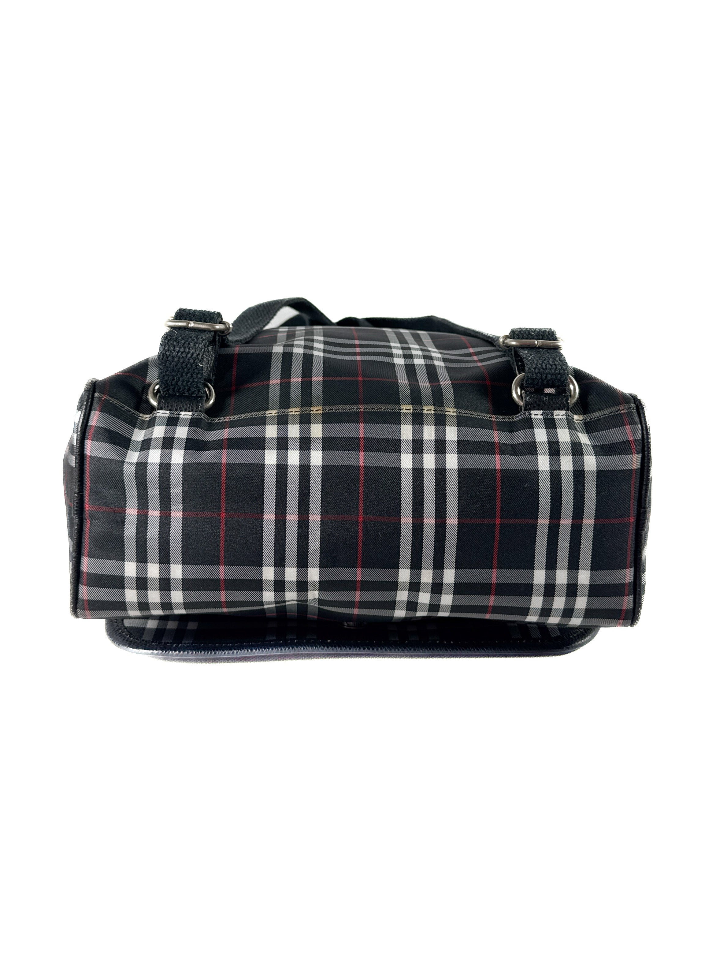Burberry black, white, red plaid nylon backpack