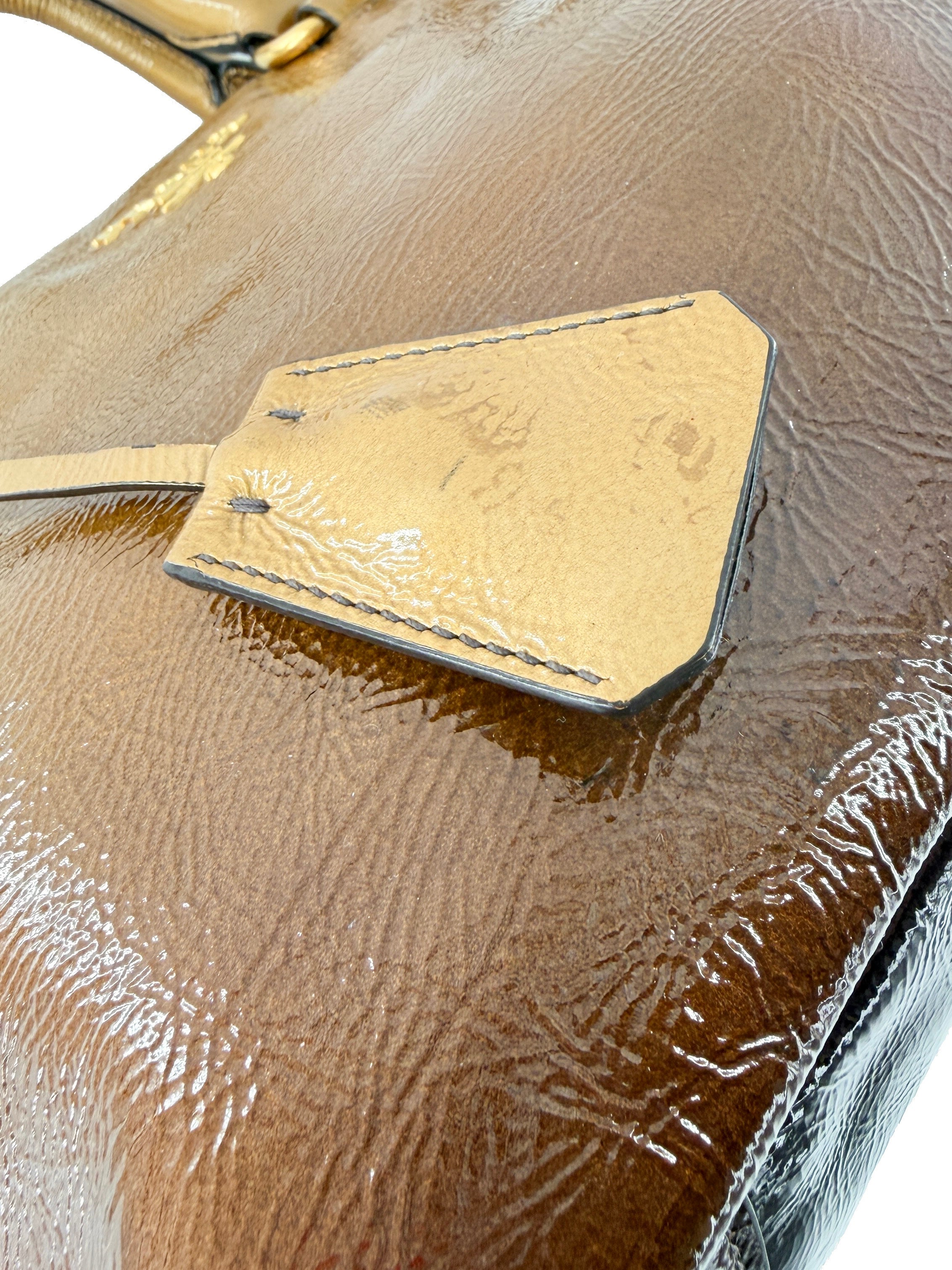 Prada brown Vernice sfumato handle bag 129