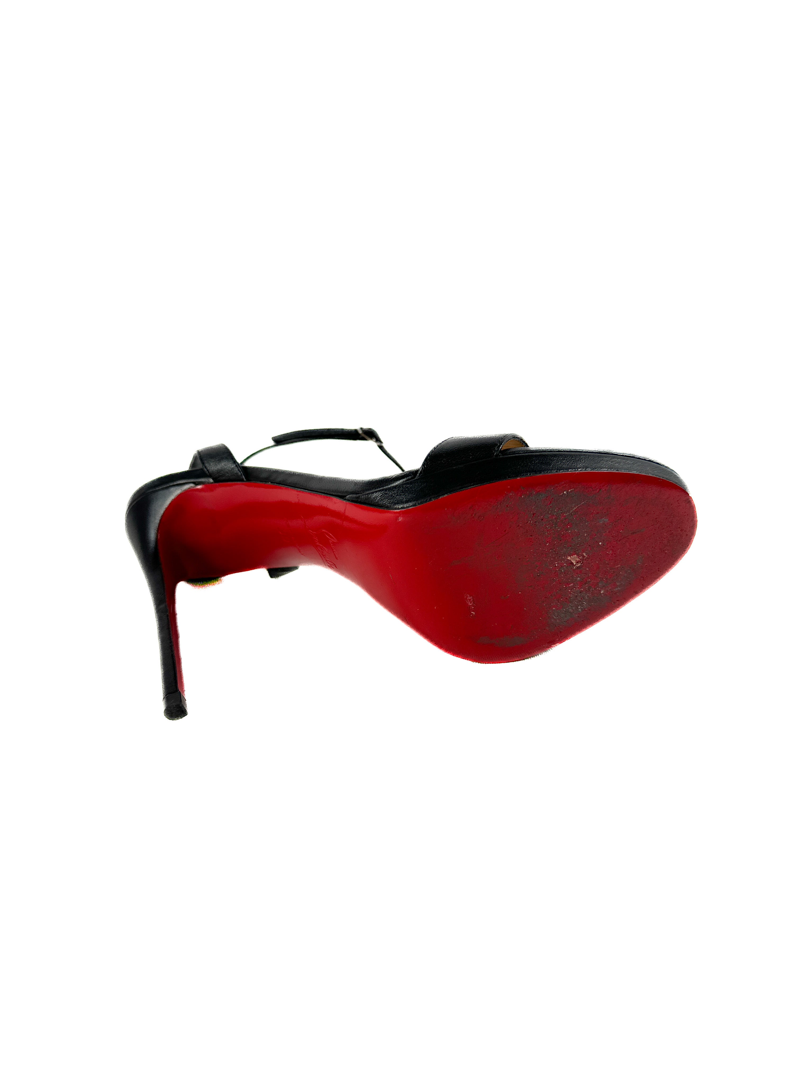 Christian Louboutin black nappa leather Loubi Queen 120 size 39 BOX