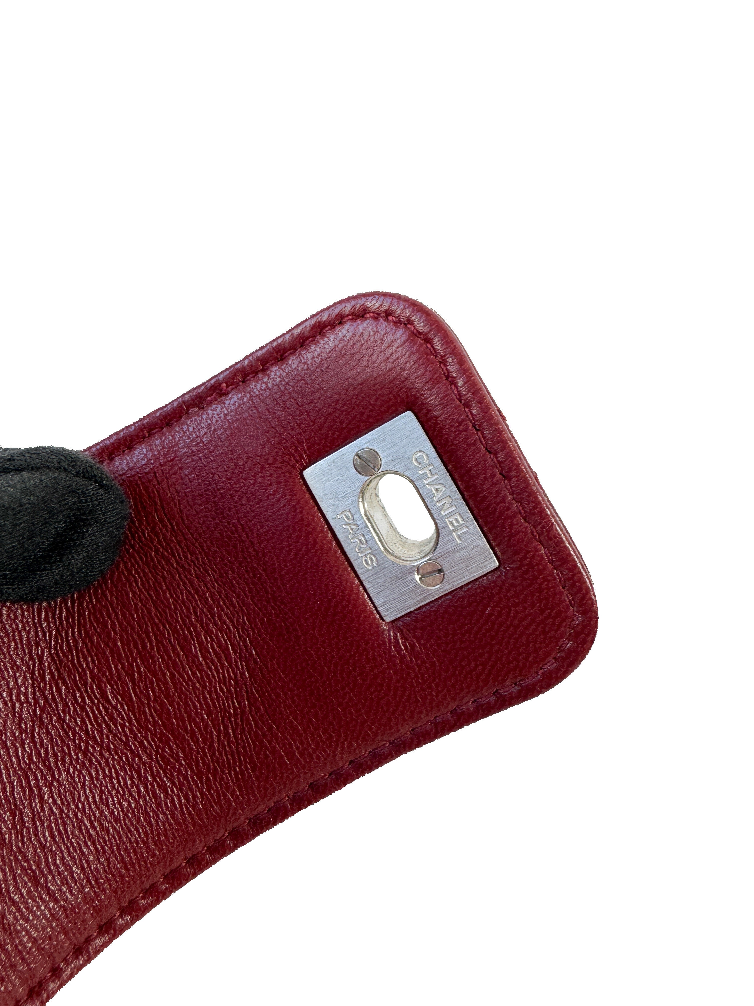 Chanel red lambskin quilted leather turnlock CC bracelet B12 C