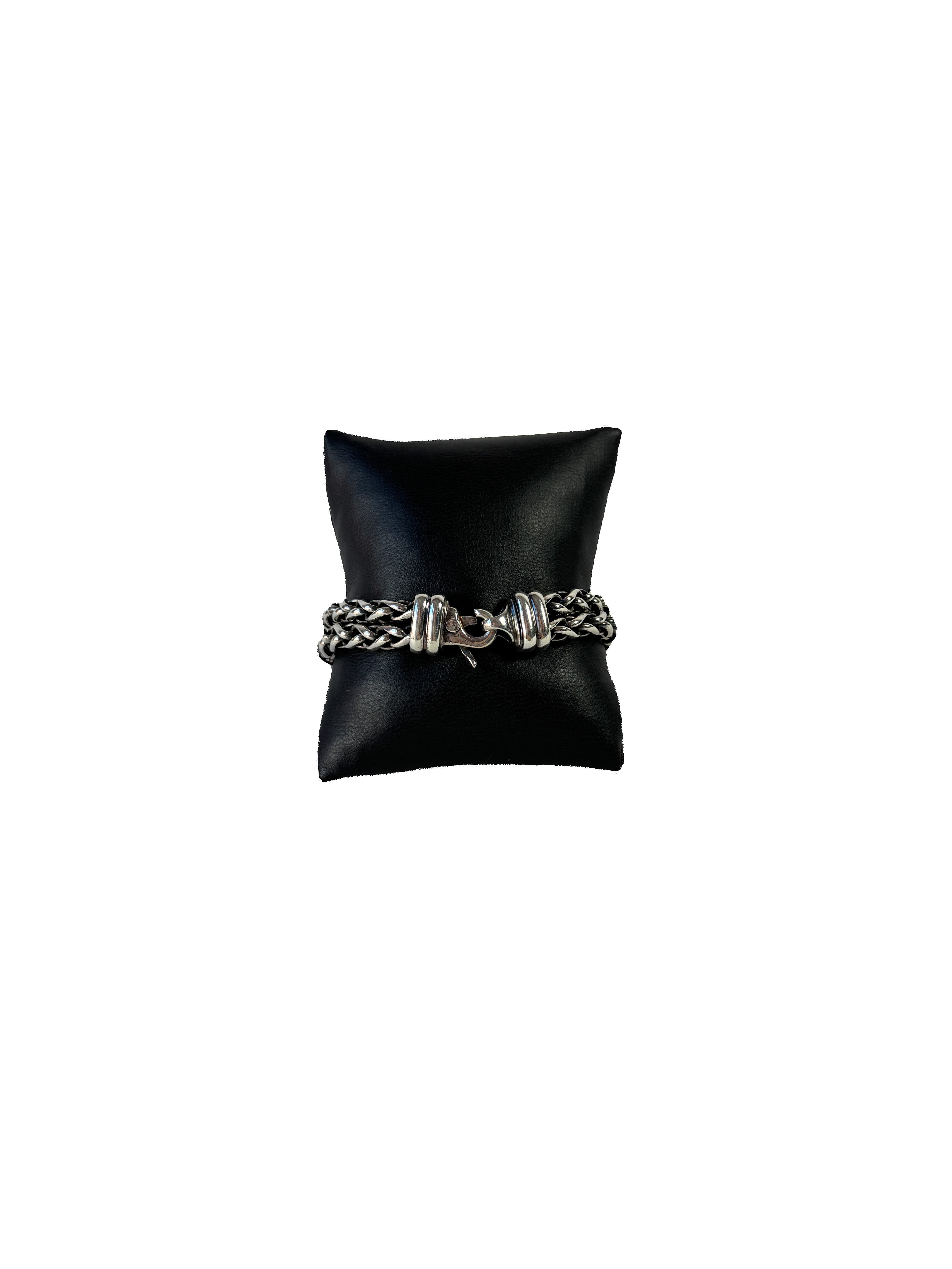 David Yurman sterling silver, yellow gold, Chalcedony double strand bracelet