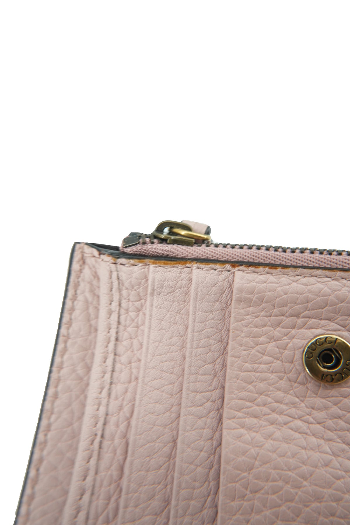 Gucci light pink blind for love Animalier compact wallet 498094-525040
