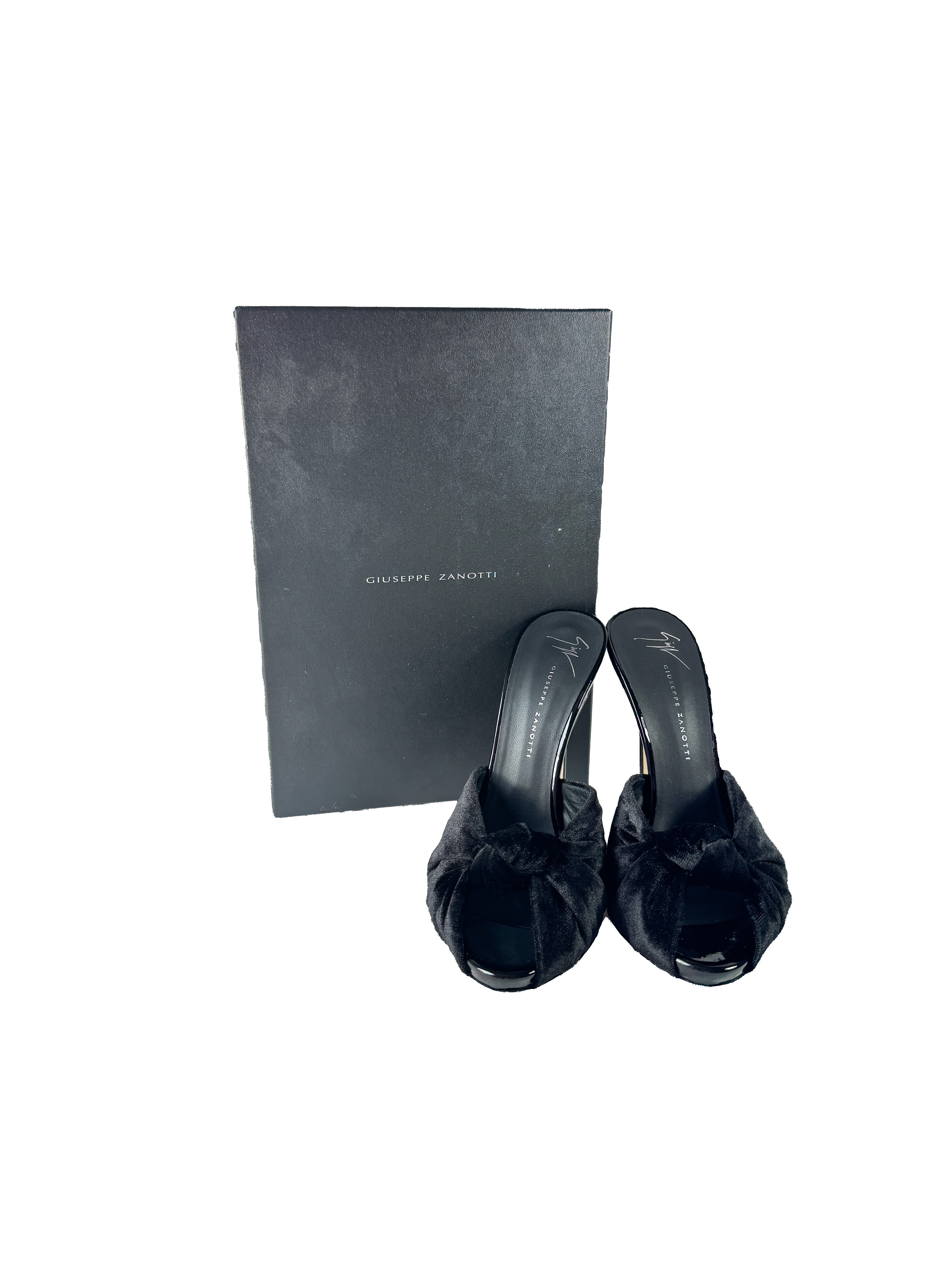 Giuseppe Zanotti black Bridget velvet mules size 37.5 BOX