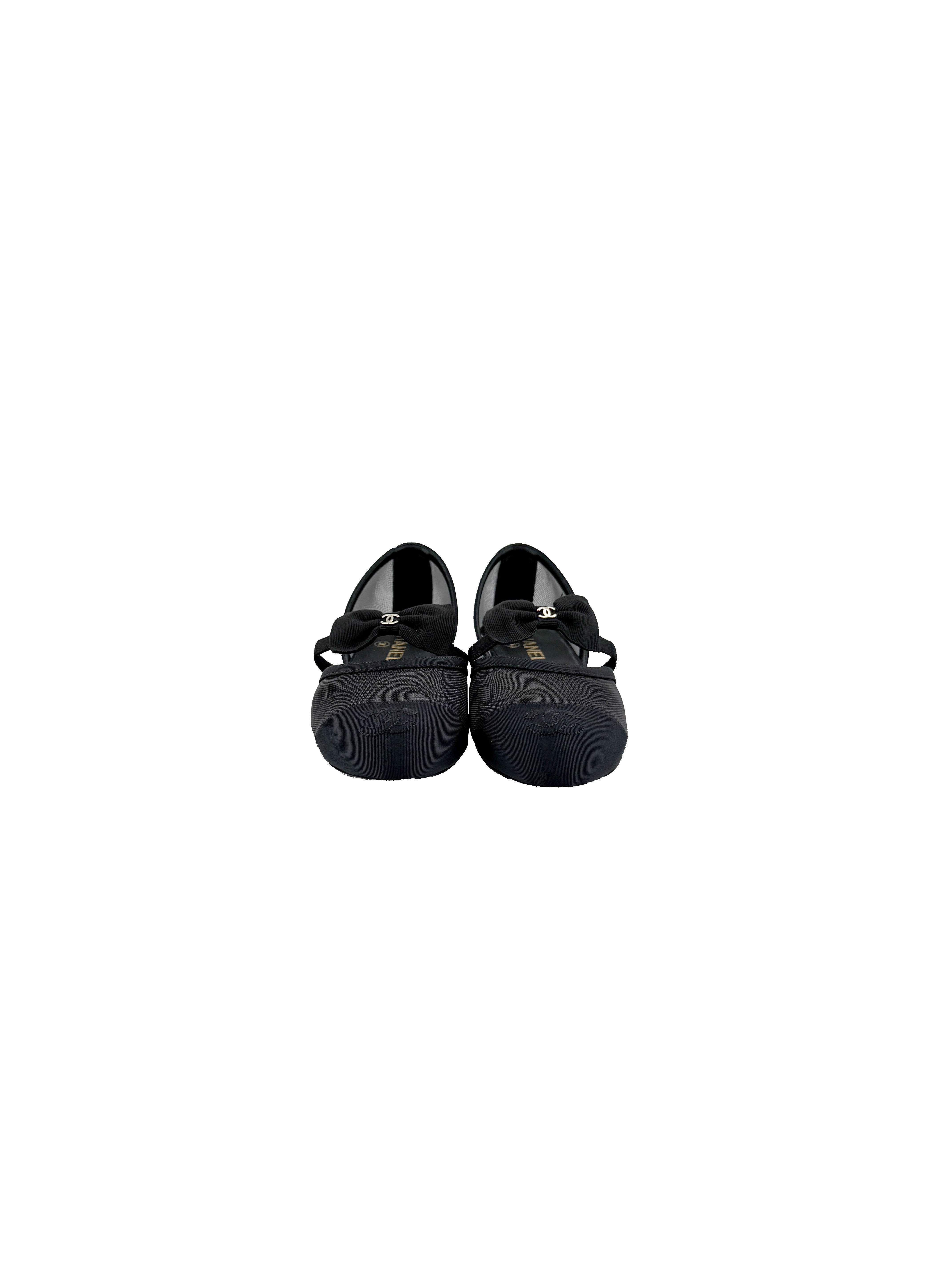 Chanel black mesh Mary Janes size 37.5 BOX