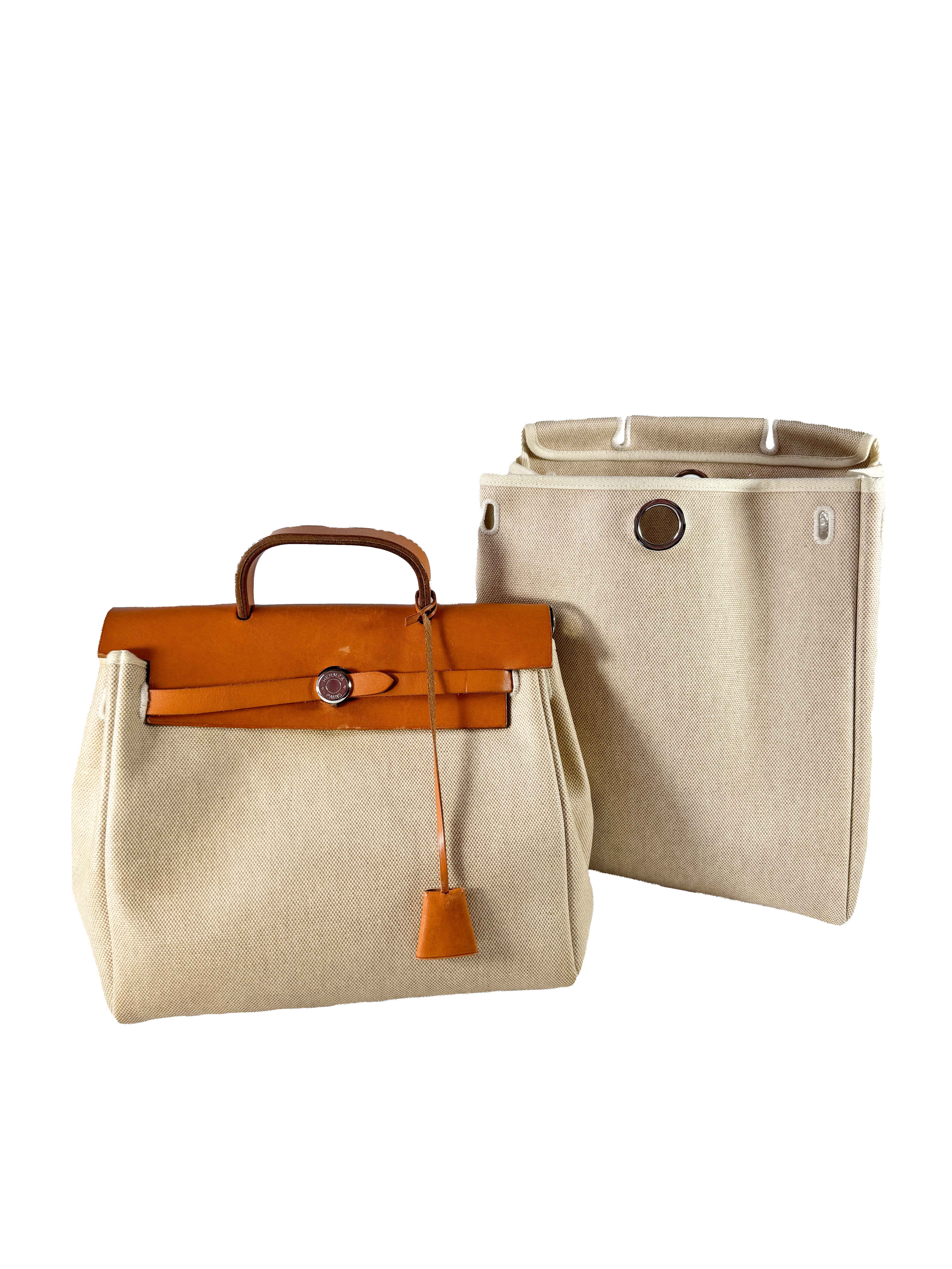 Hermès herbag toile backpack w/ large shell (square E, 2001)