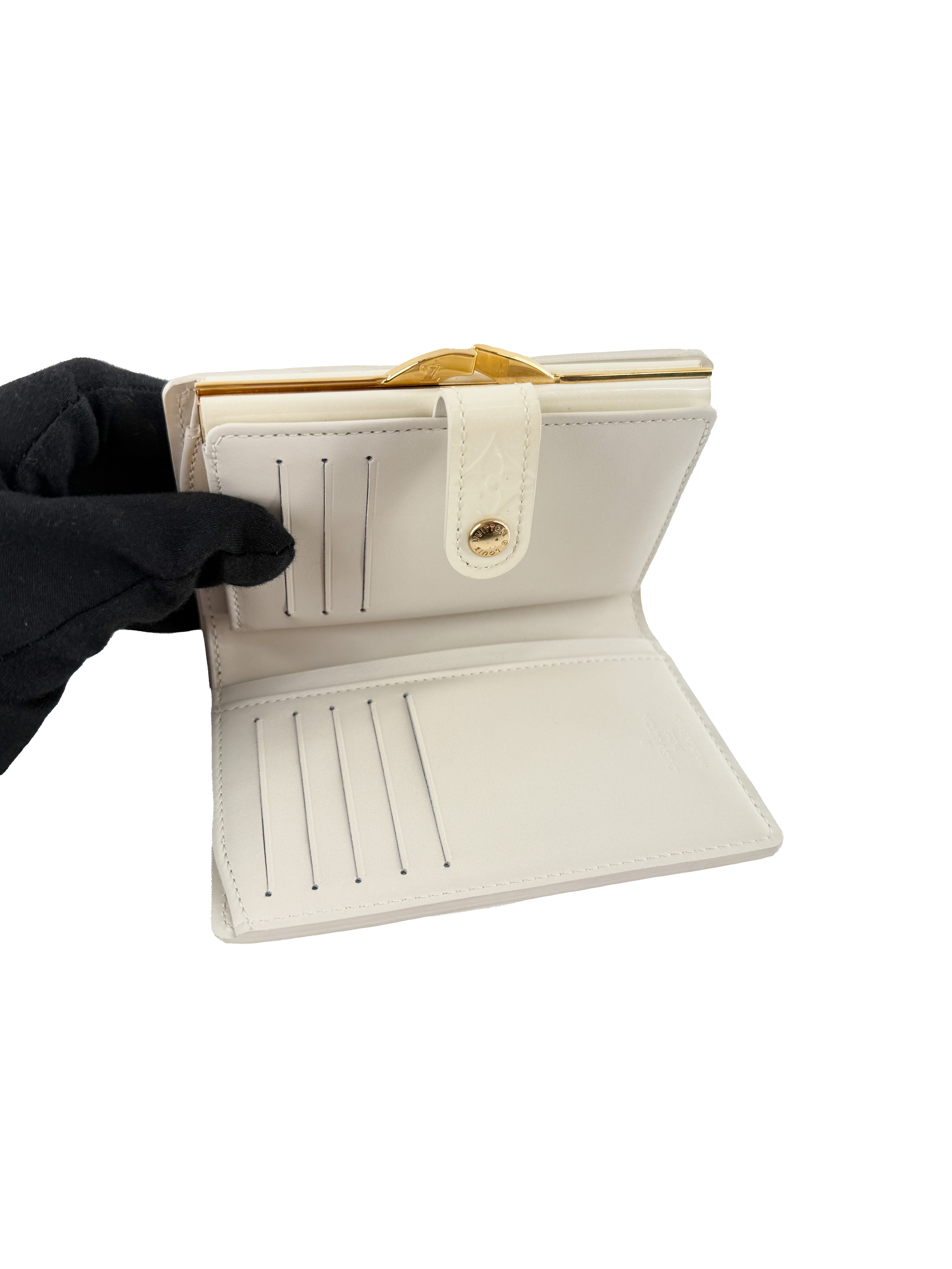 Louis Vuitton white vernis French purse wallet MI3077