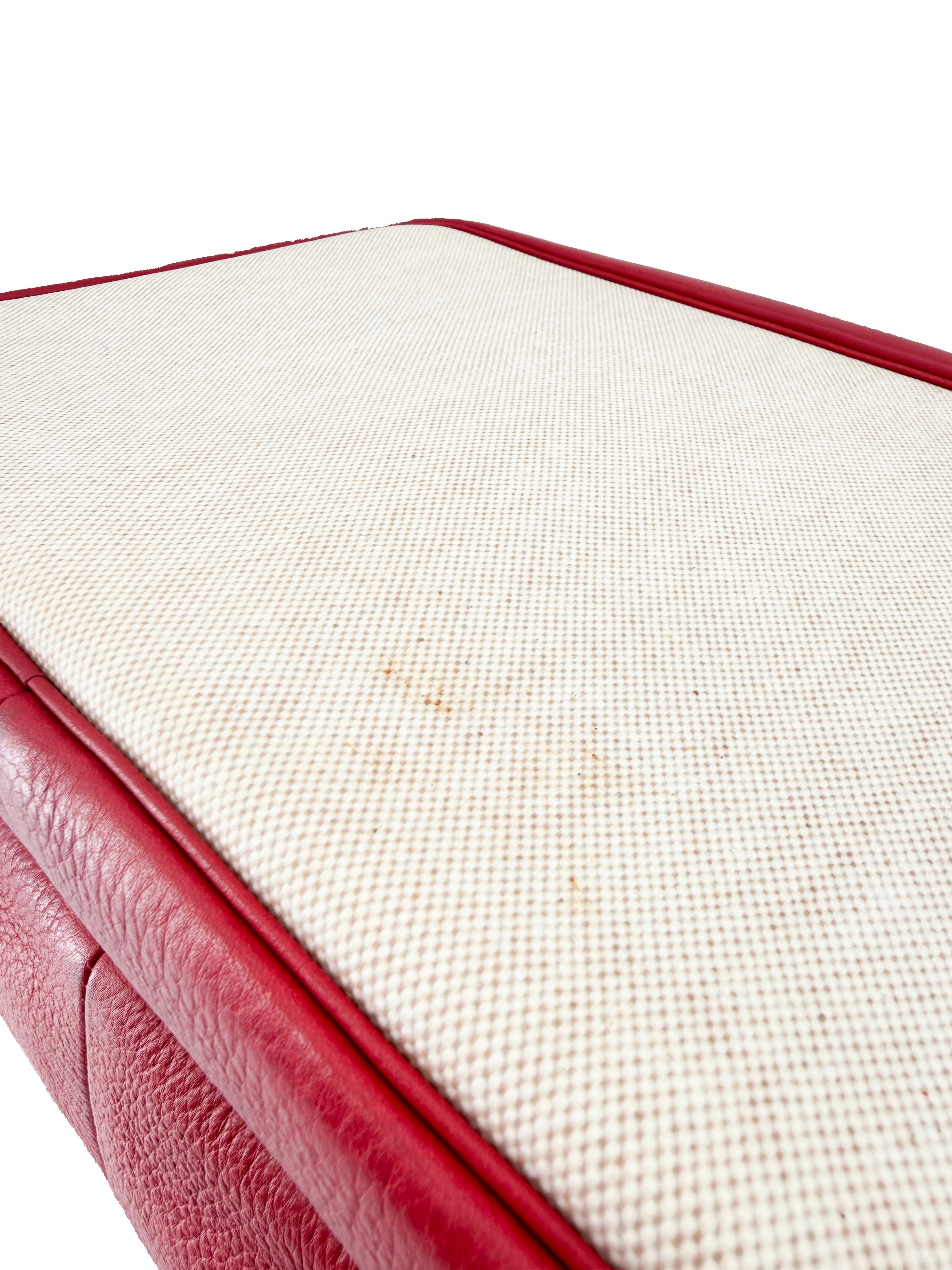 Hermès red leather beige Toile Victoria shoulder bag