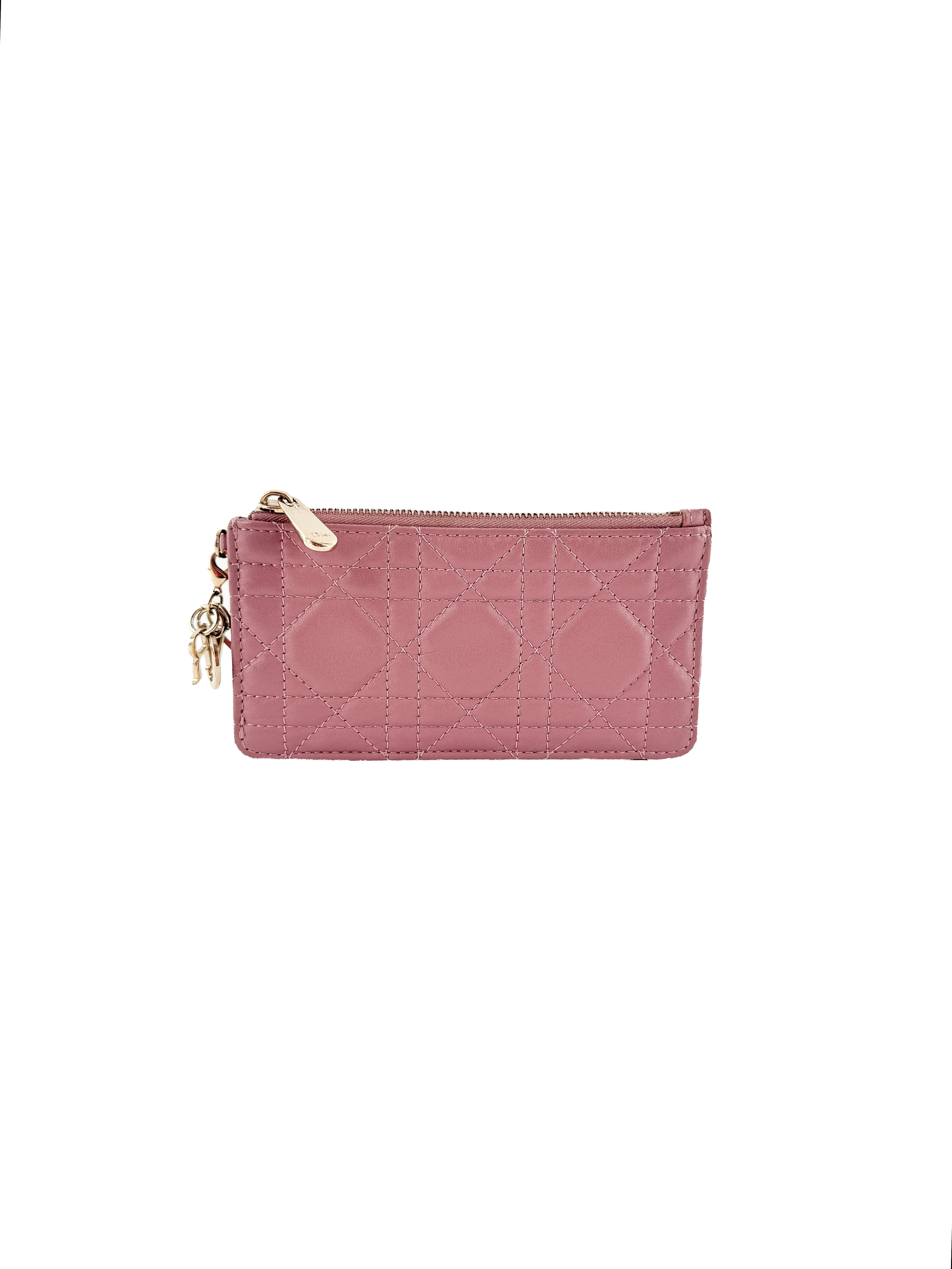 Dior cannage mauve leather card holder 33-MA-0232
