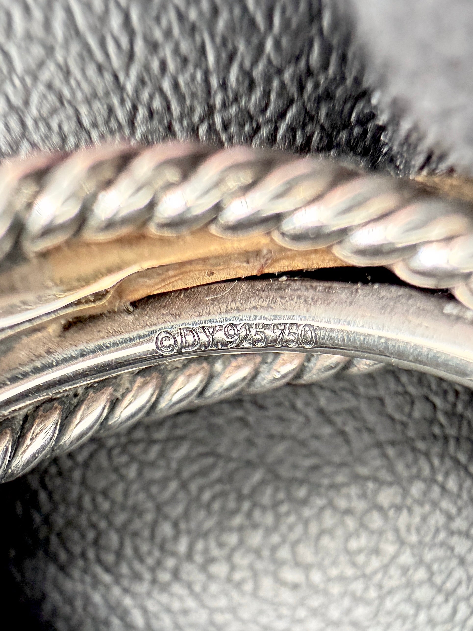 David Yurman sterling silver yellow gold crossover ring