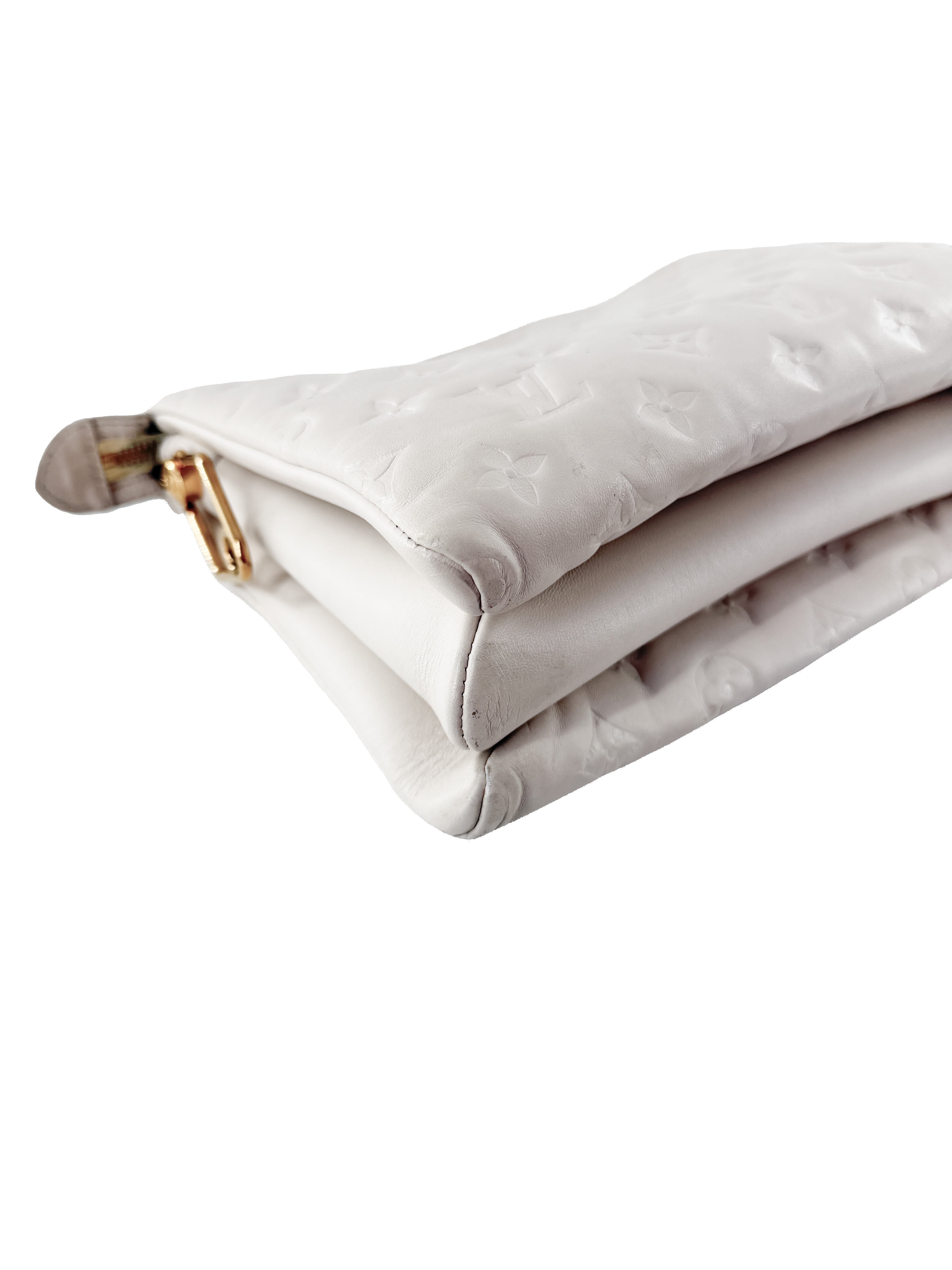 Louis Vuitton white leather monogram Coussin PM NFC