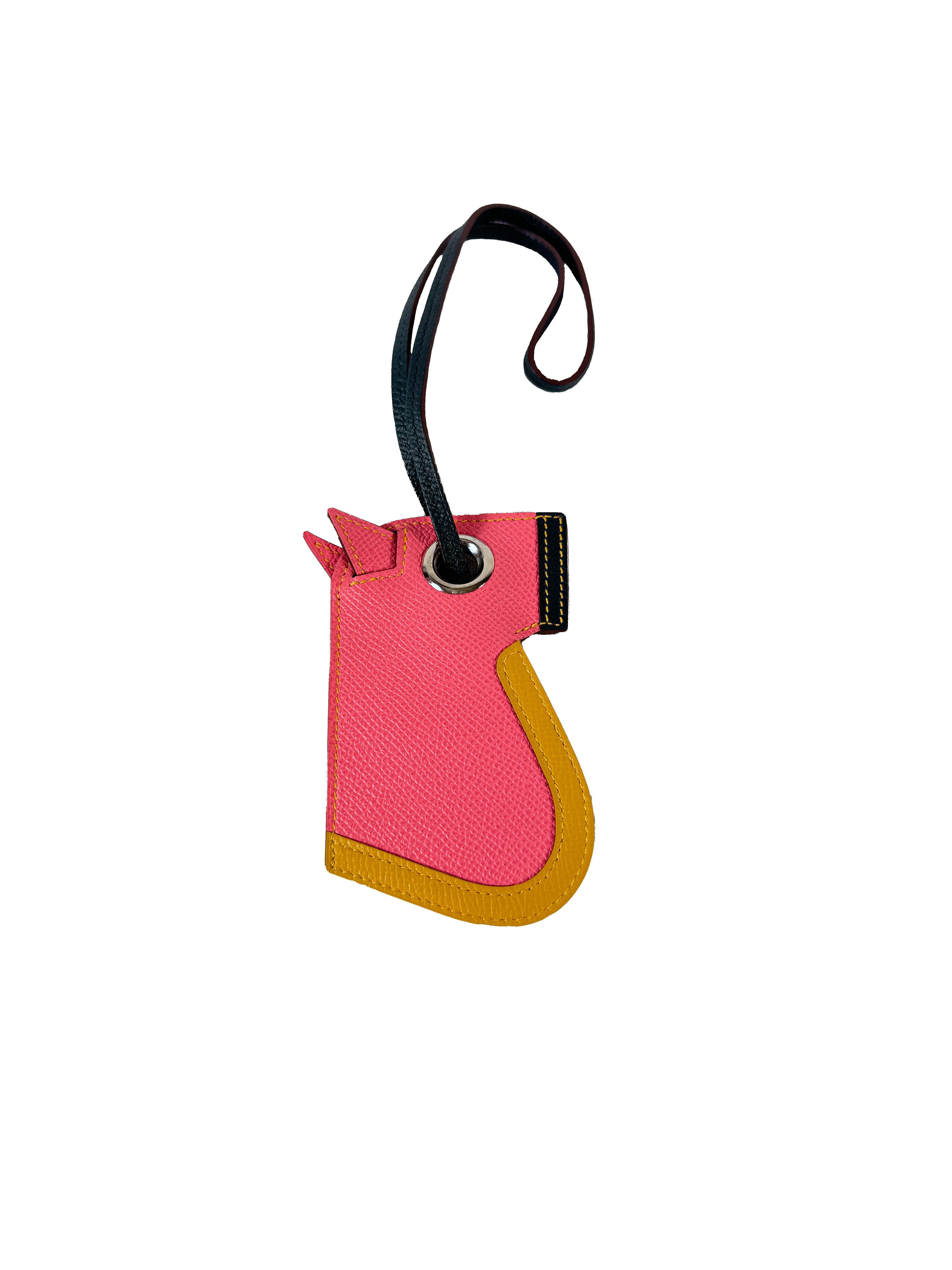 Hermès pink, dark green, yellow Camail bag charm G
