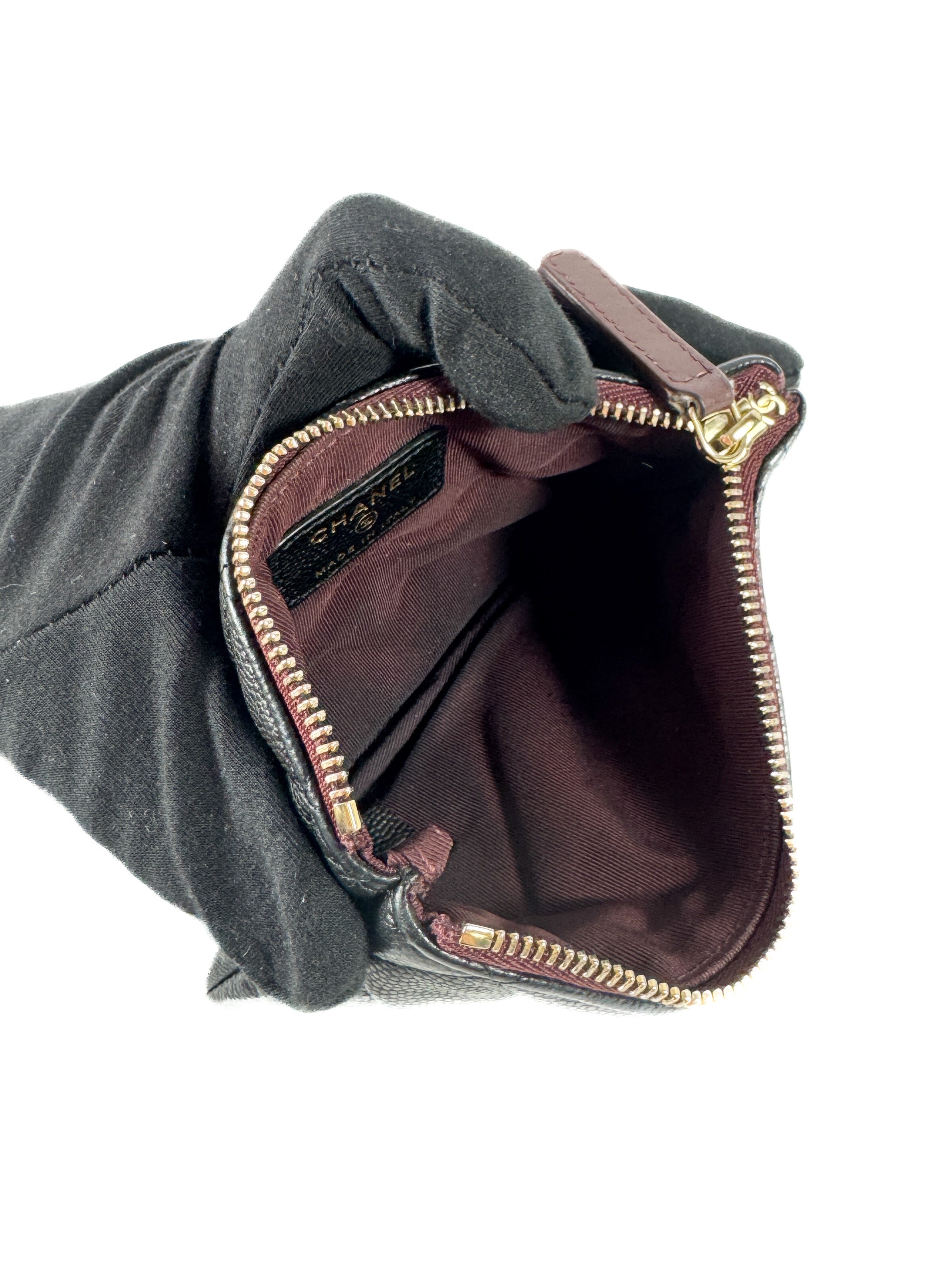 Chanel classic O case quilted caviar mini pouch 29396406