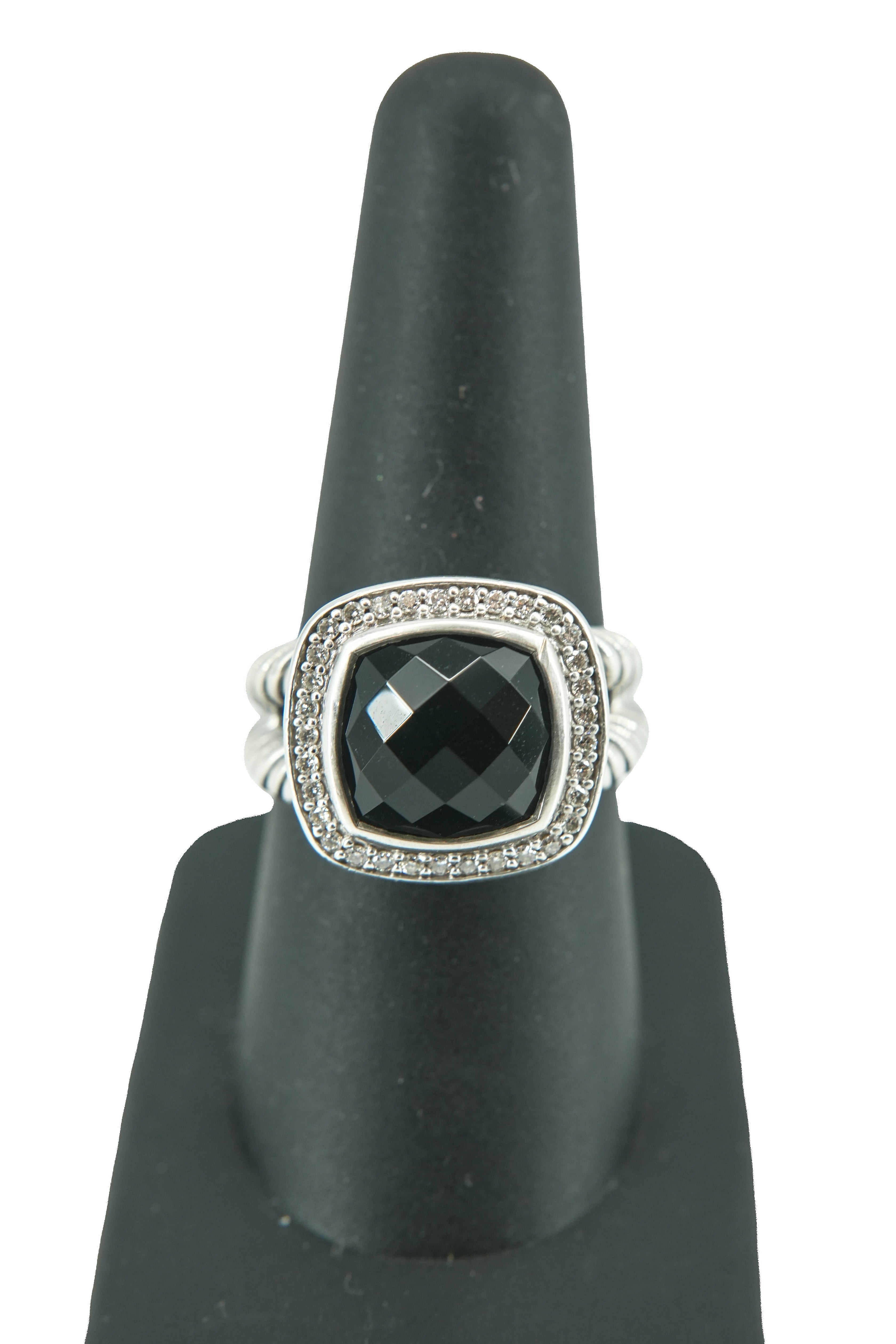 David Yurman sterling silver, diamonds, black onyx Albion ring