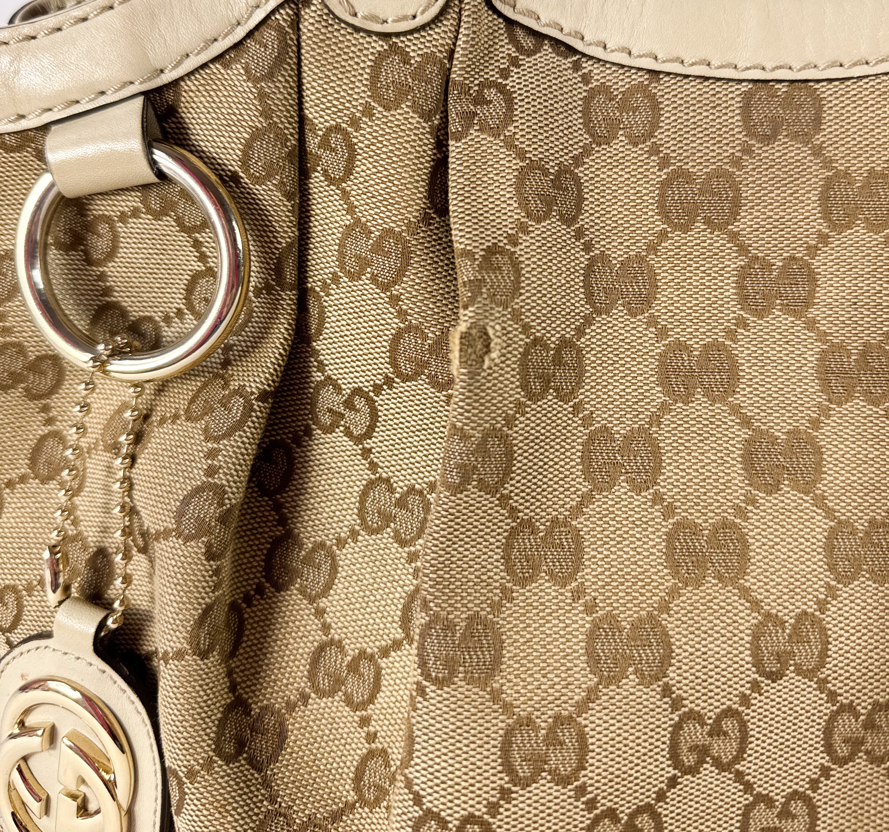 Gucci medium brown/white Sukey hobo shoulder bag 486628