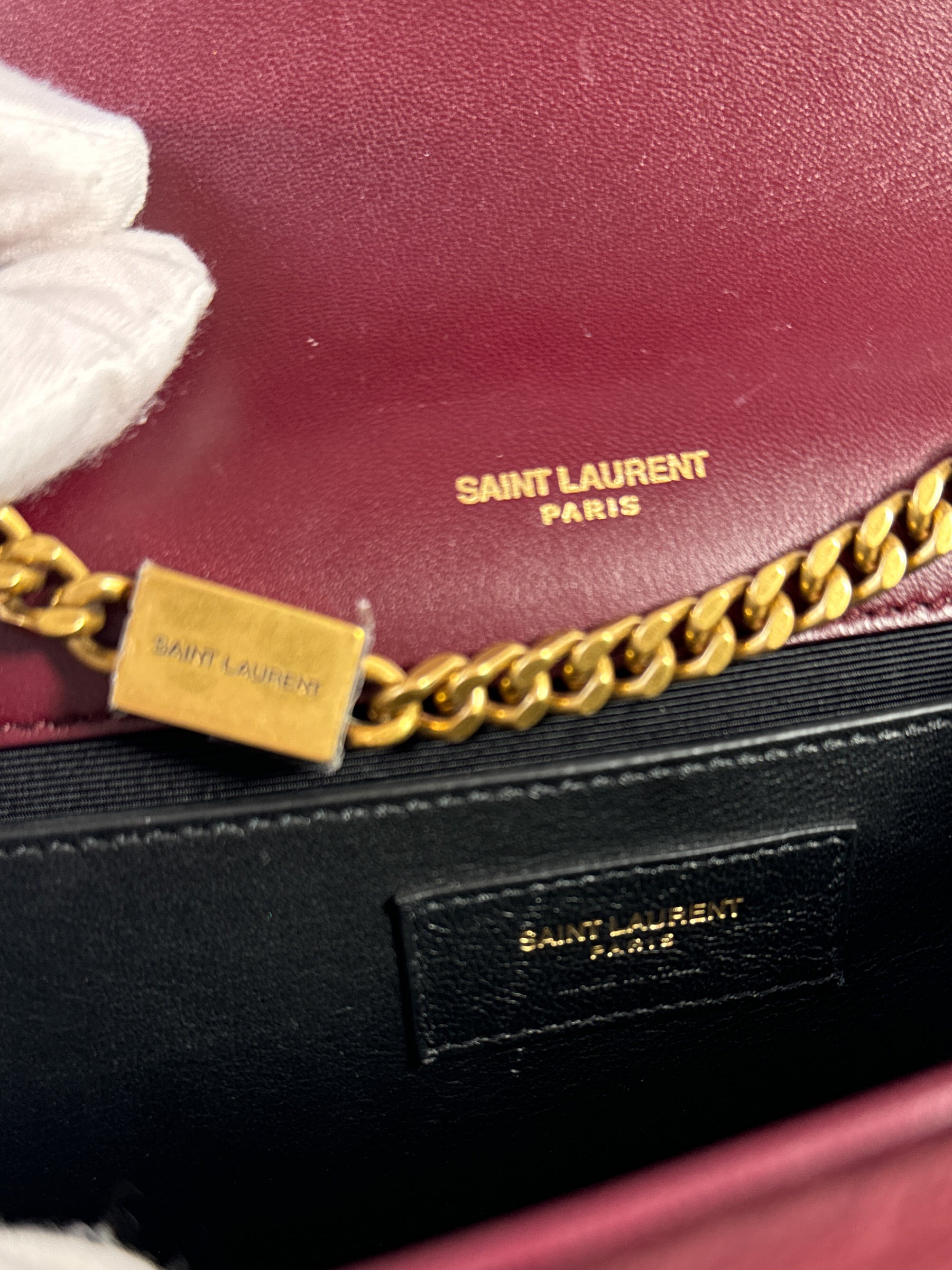 Saint Laurent burgundy velvet Kate bag (BOX) GLT4743661218