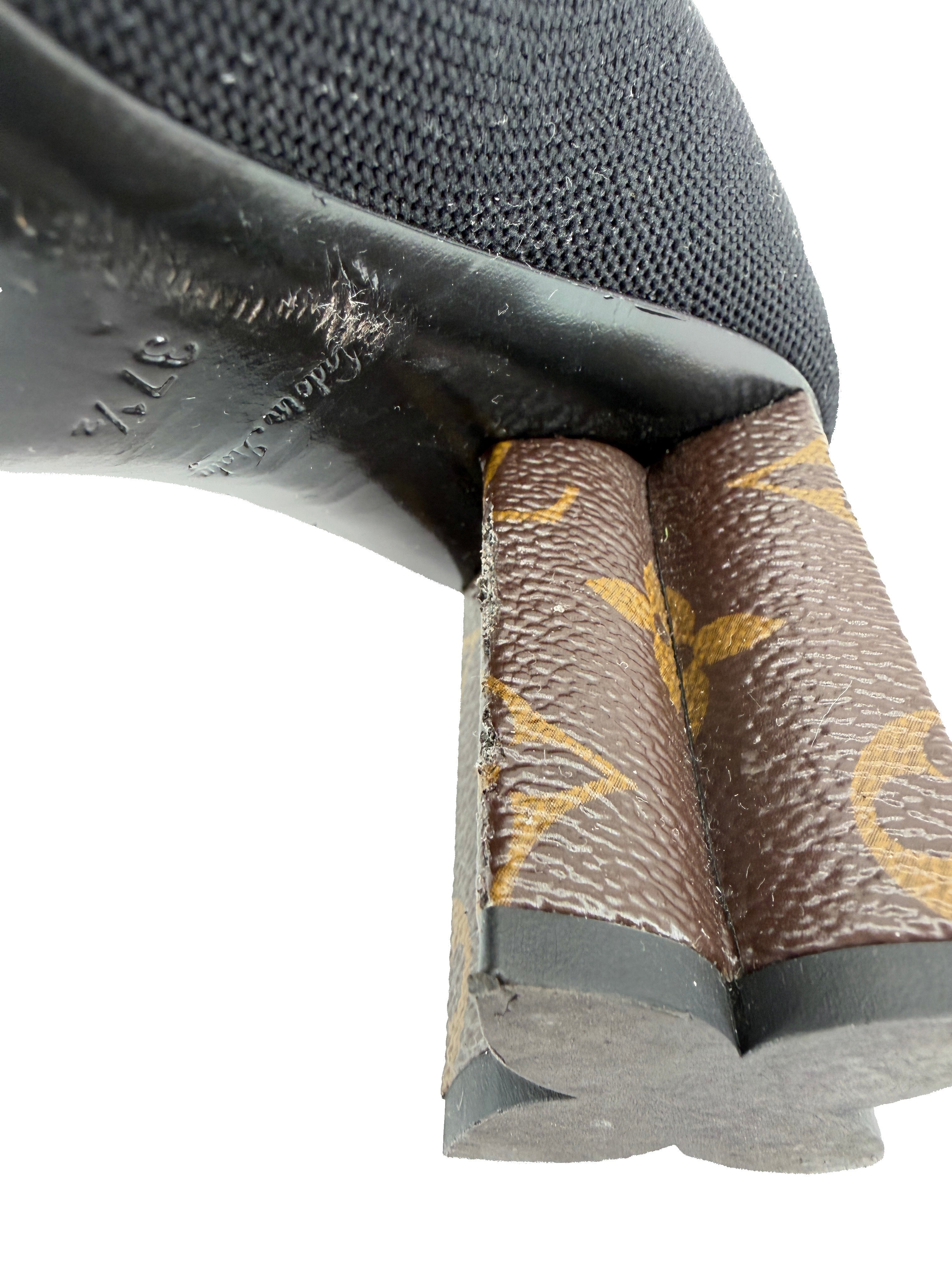 Louis Vuitton black monogram knit Silhouette ankle boots size 37.5 BOX *as is*