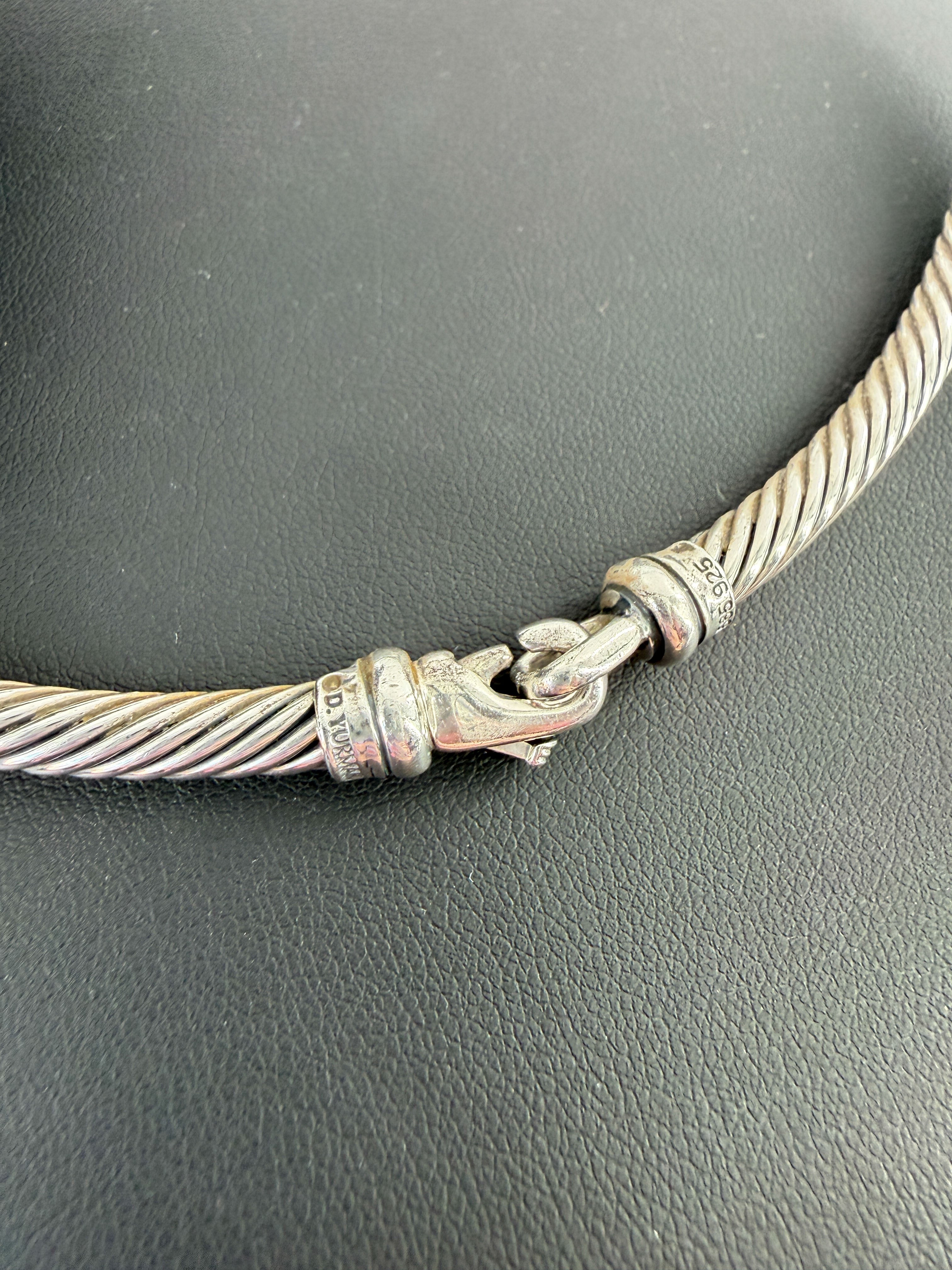 David Yurman sterling silver, 14k gold cable collar necklace - My Girlfriend's Wardrobe LLC