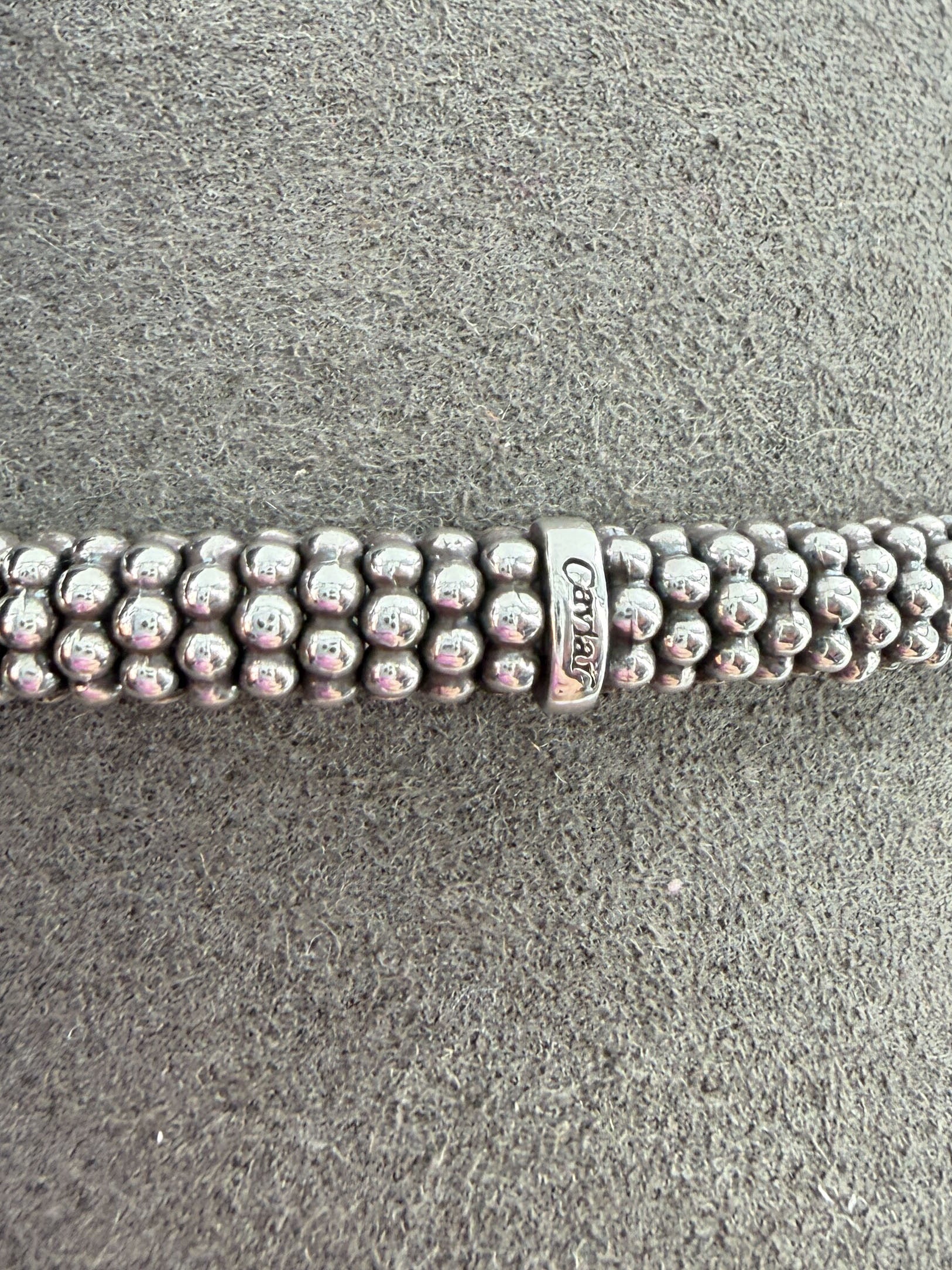 Lagos sterling silver, swiss blue topaz caviar cuff bracelet