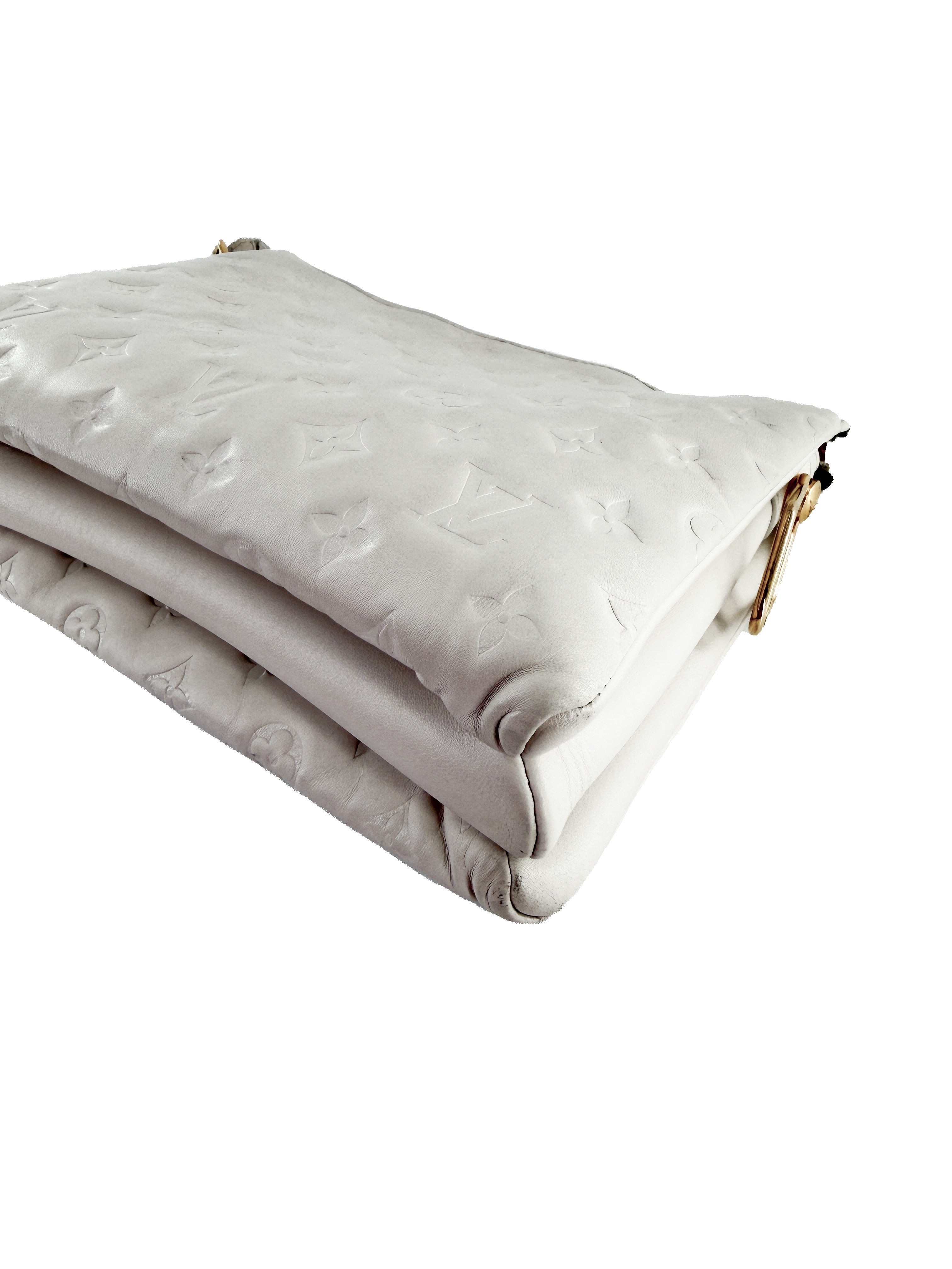 Louis Vuitton white leather monogram Coussin PM NFC