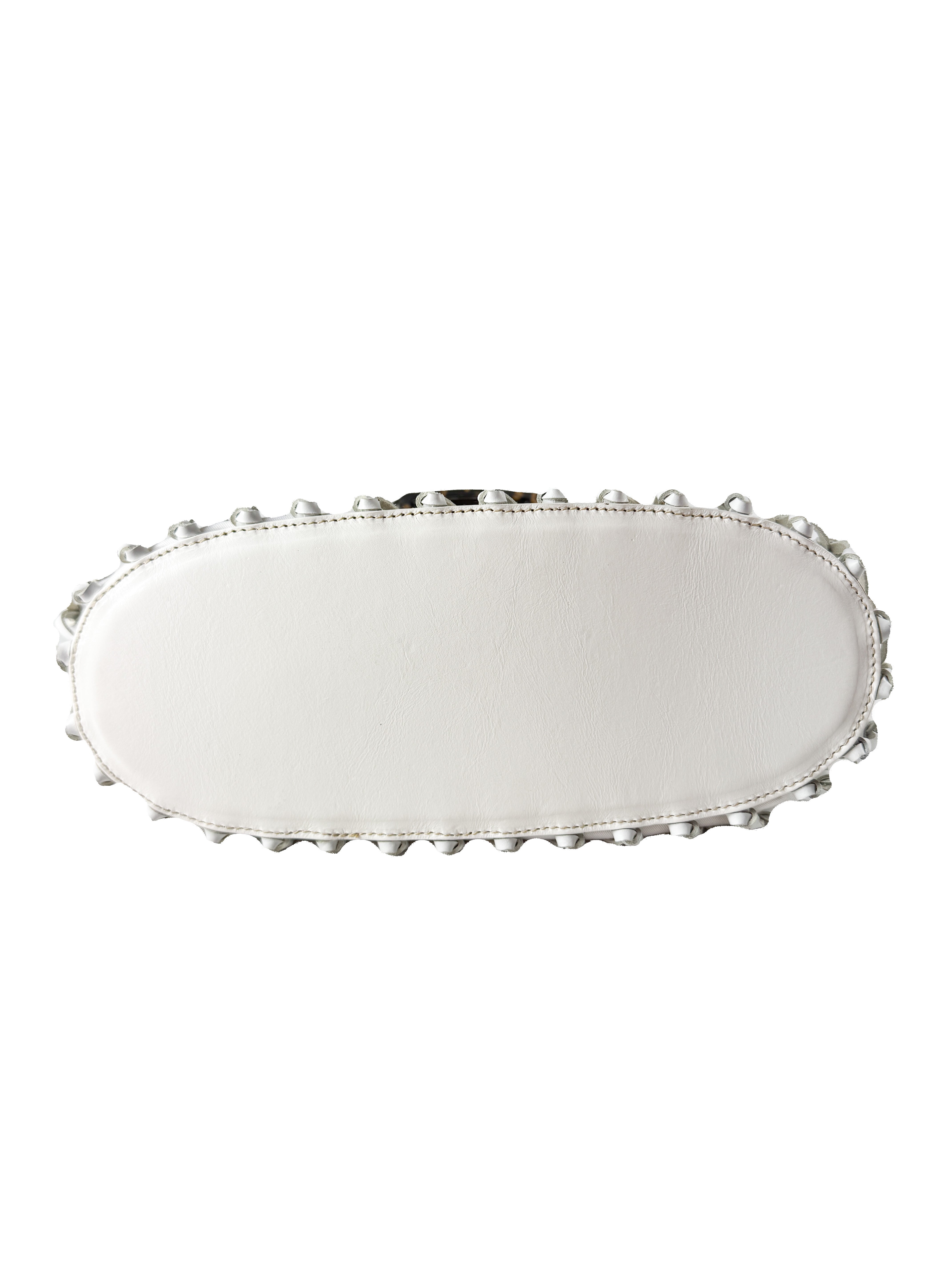 Dolce & Gabbana white cage leather top handle bag *as is*