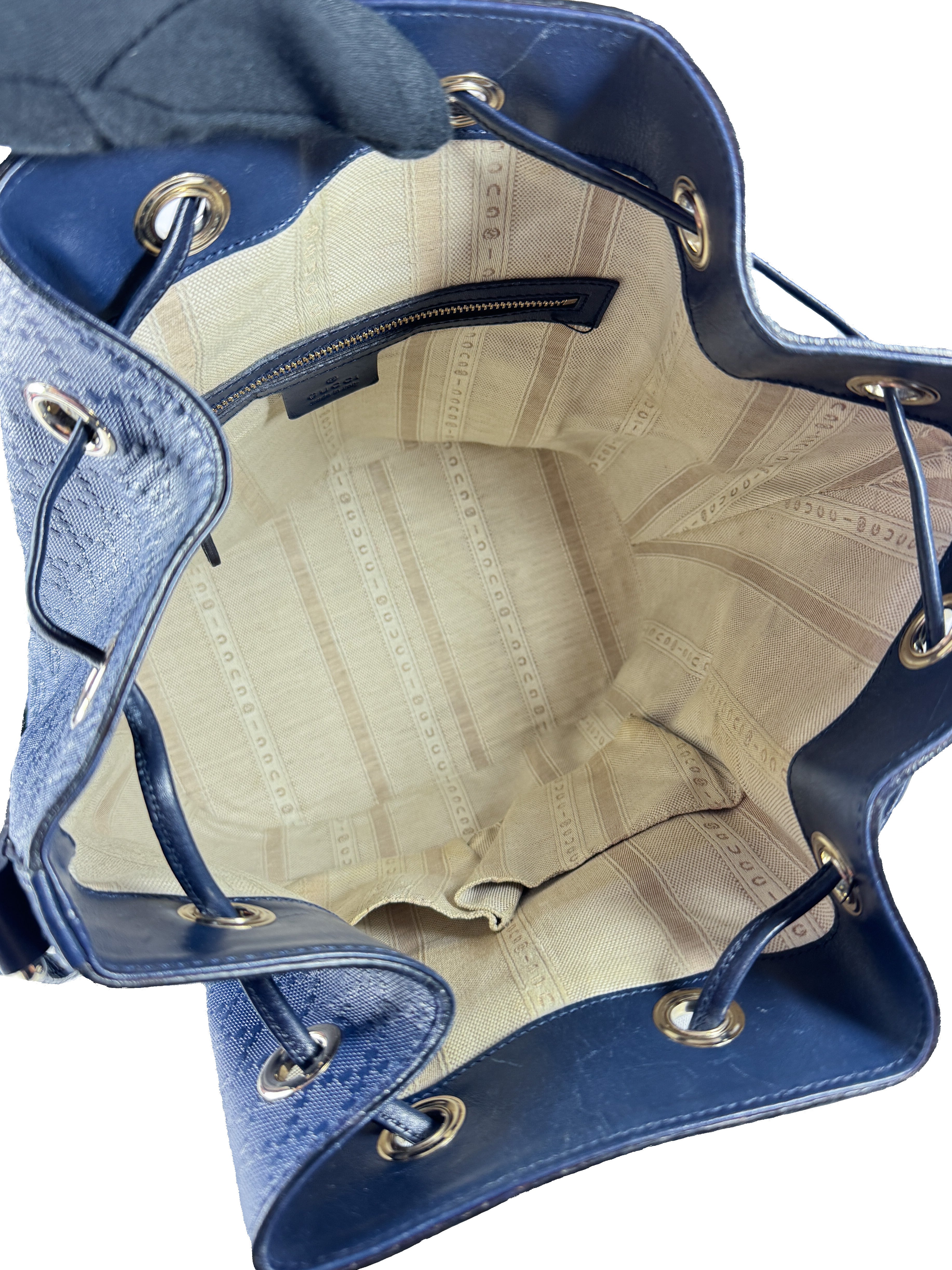 Gucci navy leather bucket bag 354228200047