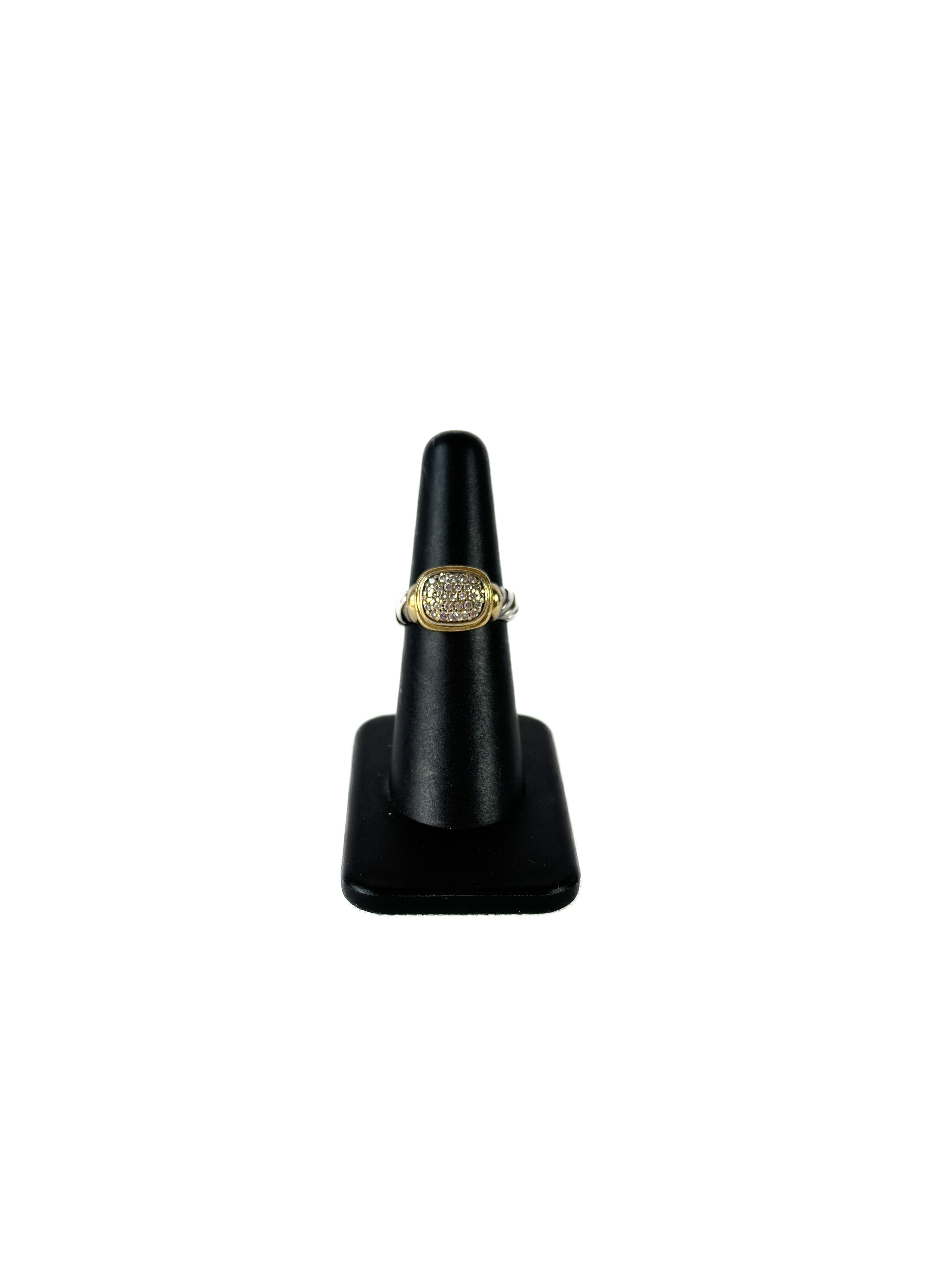 David Yurman Noblesse ring in sterling silver and 18k yellow gold with a pavé diamond