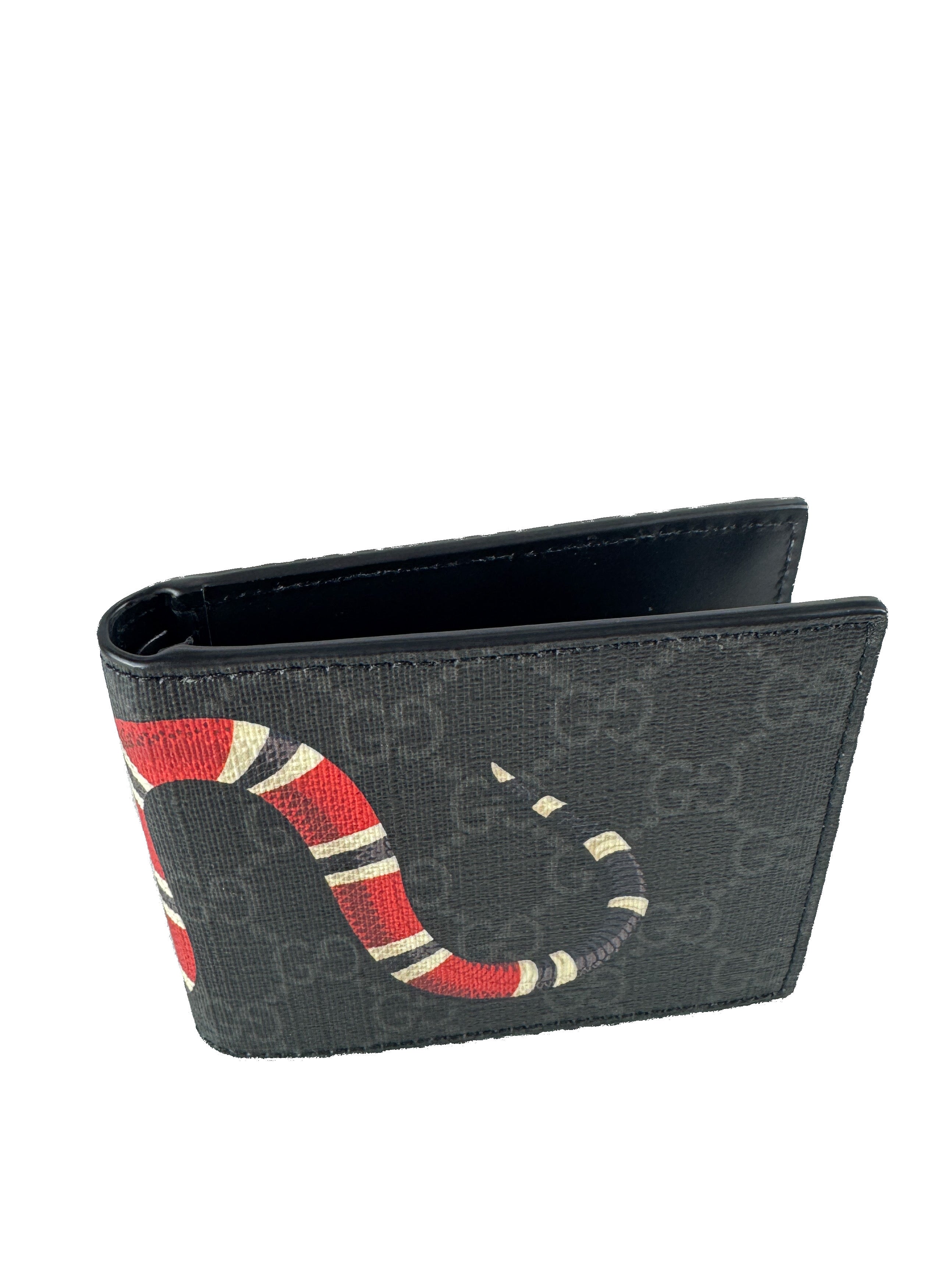 Gucci Supreme black kingsnake bi-fold wallet NEW 493075