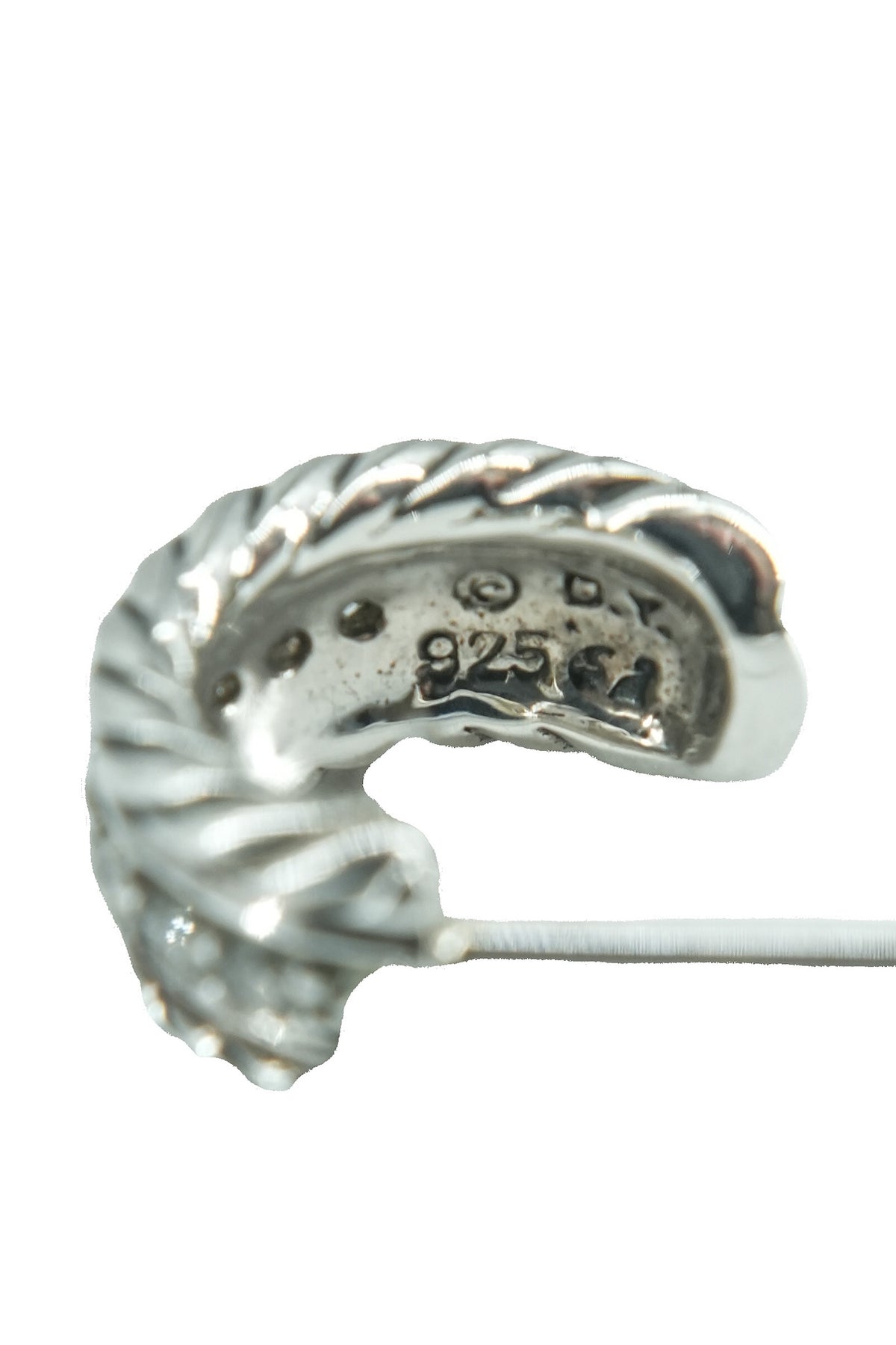 David Yurman sterling silver diamond huggie hoop earrings