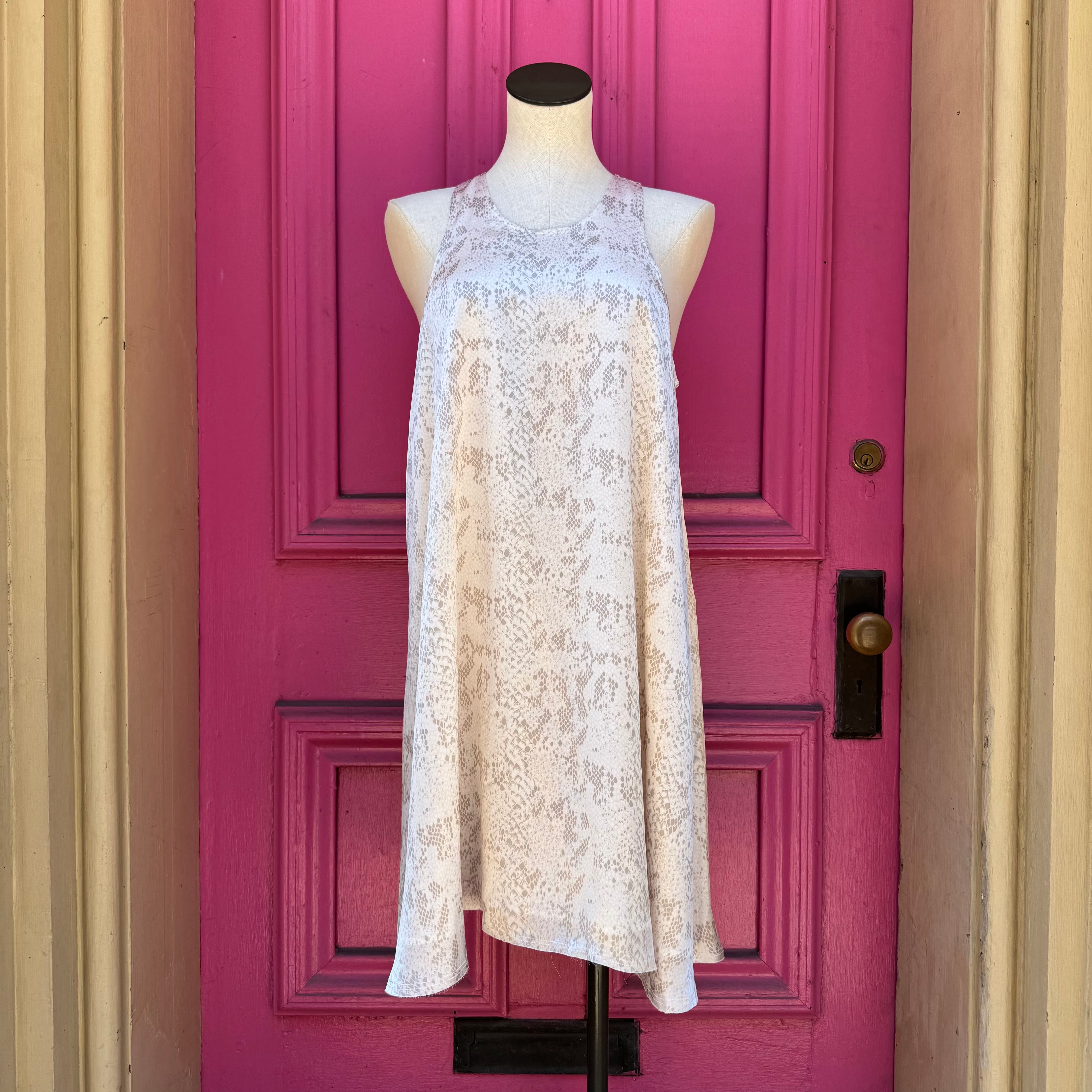 ATM pink print tank dress size M NWT