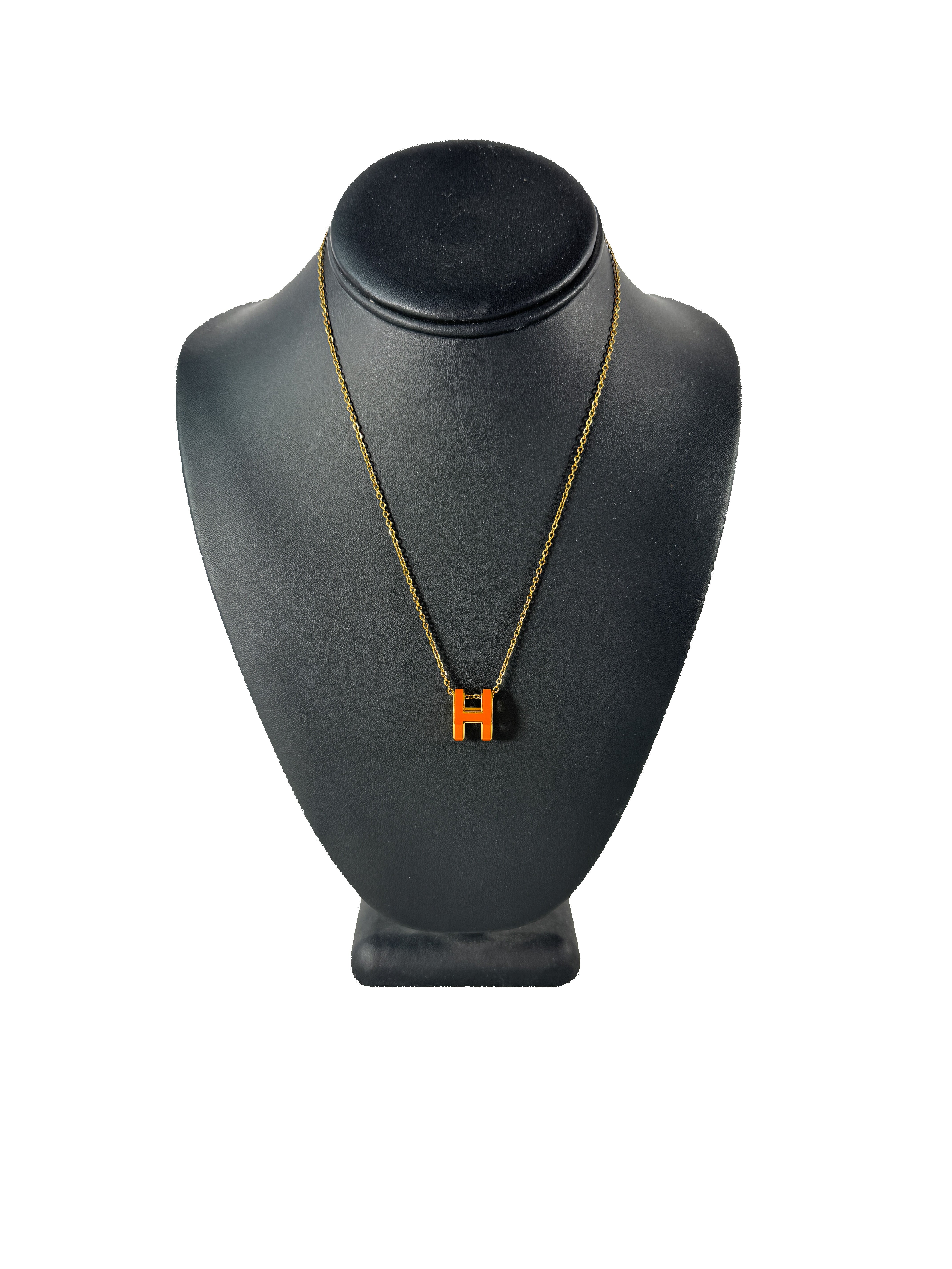 Hermès orange Pop H necklace