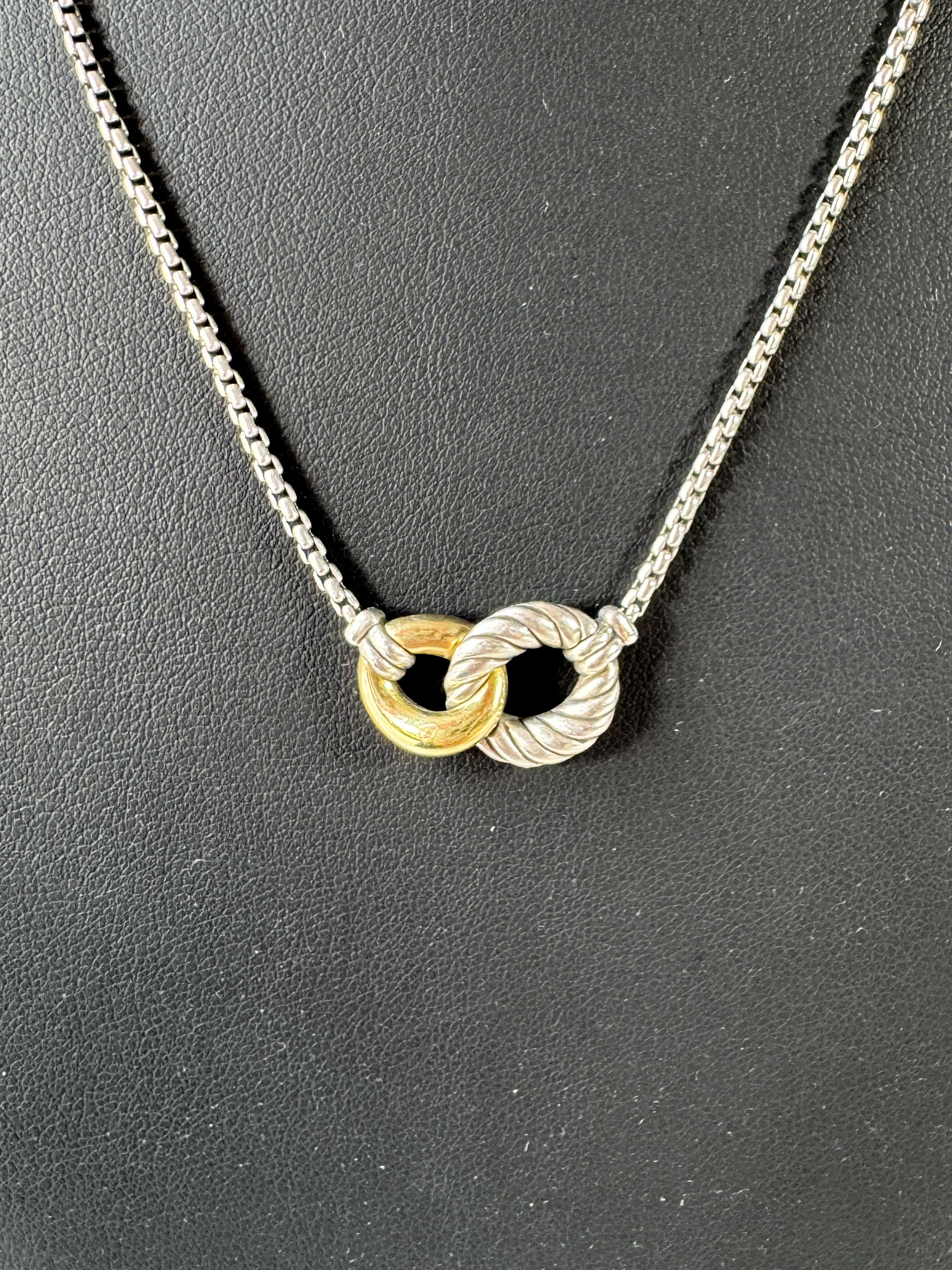 David Yurman sterling silver 18k gold Belmont double curb link necklace